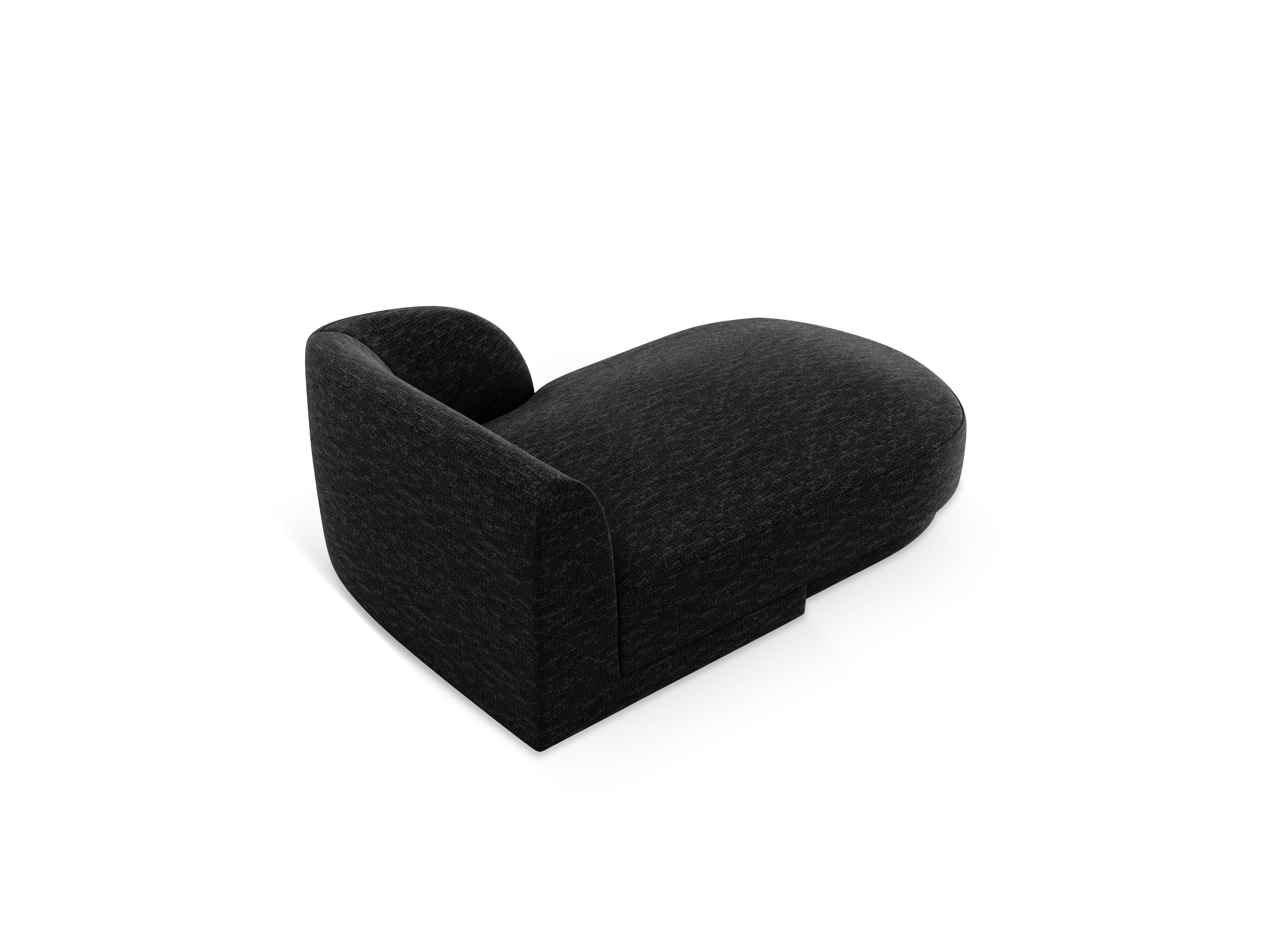Rechthoekige chaise longue MILEY zwart chenille