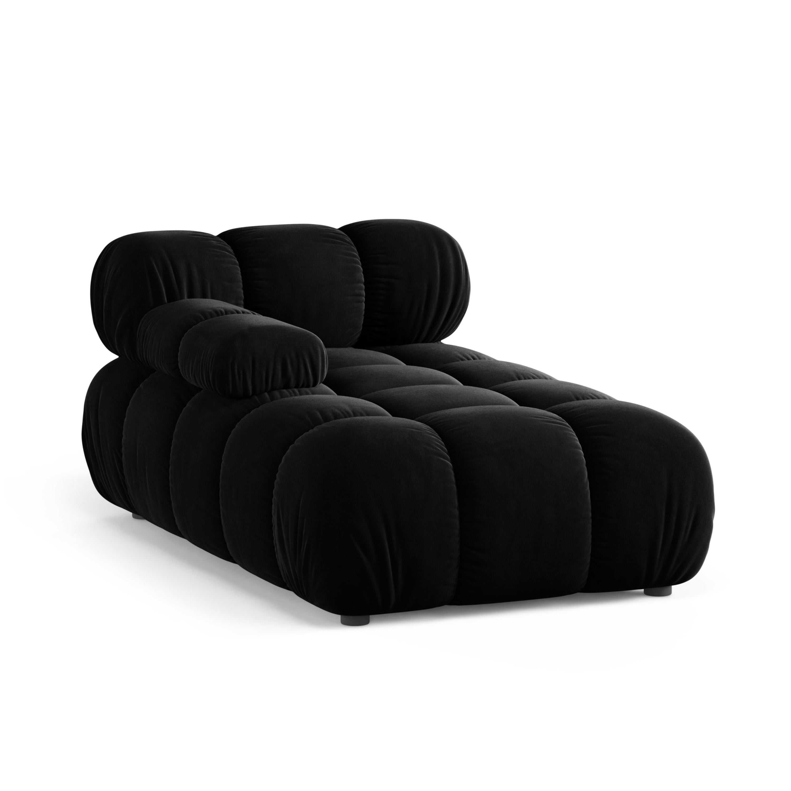 Linker chaise longue BELLIS in zwarte velours