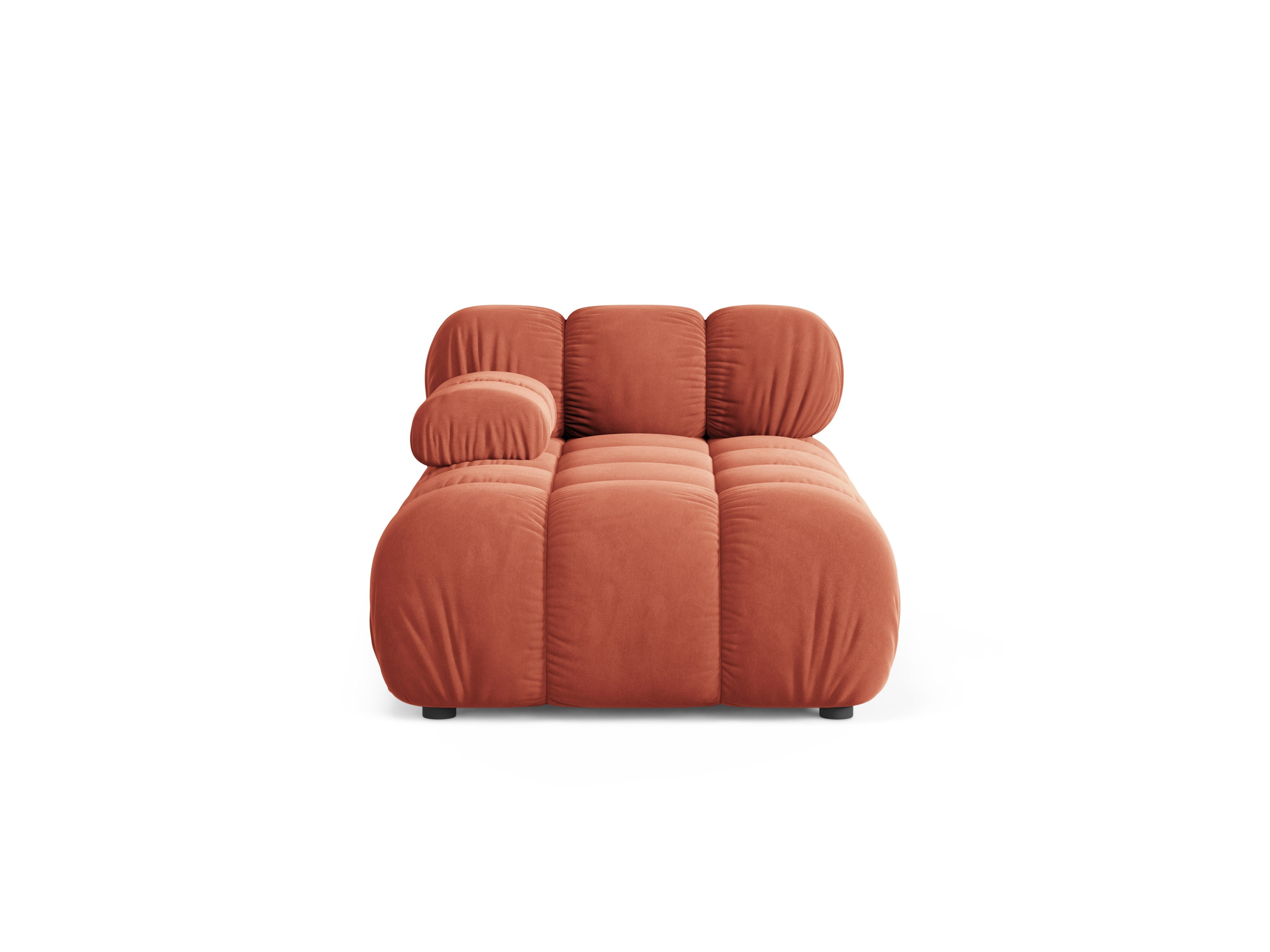 Links georiënteerde BELLIS chaise longue in koraalvelours