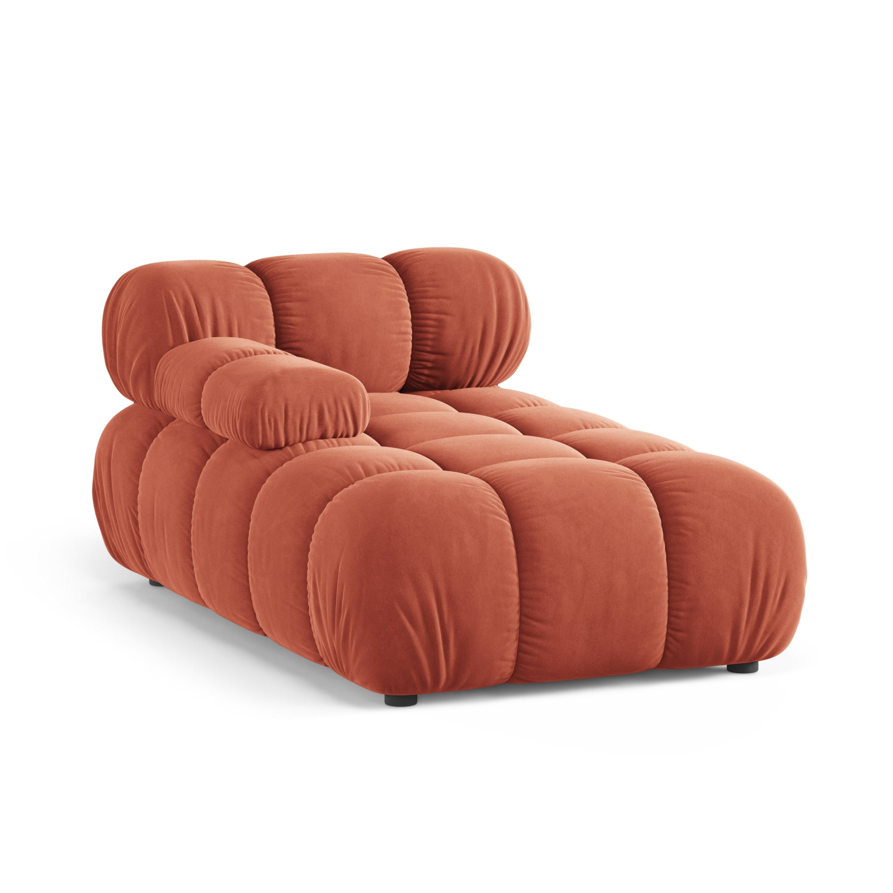 Links georiënteerde BELLIS chaise longue in koraalvelours