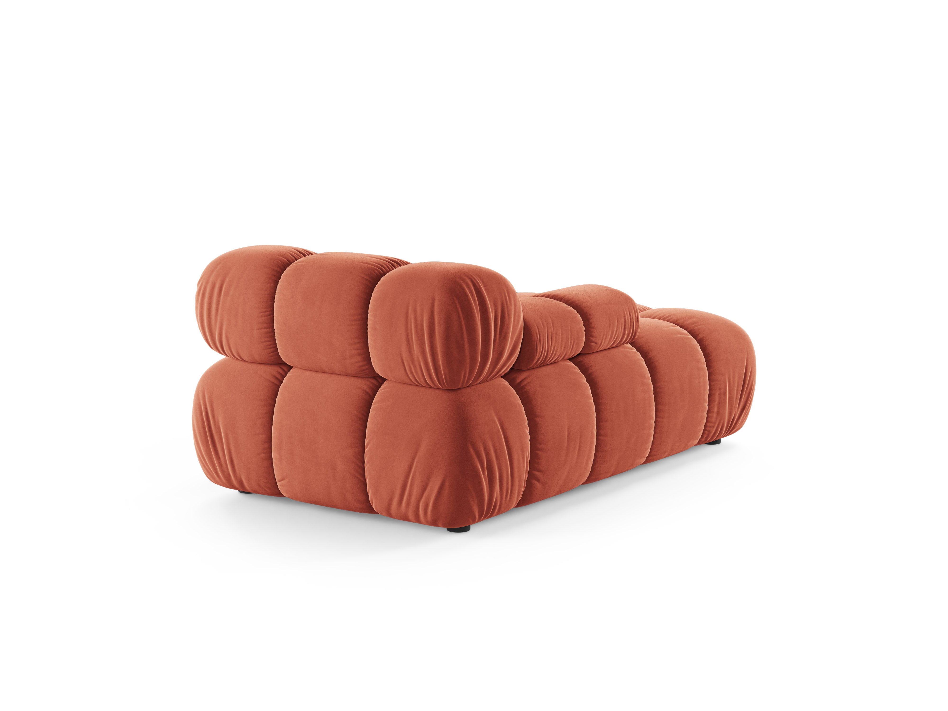 Links georiënteerde BELLIS chaise longue in koraalvelours