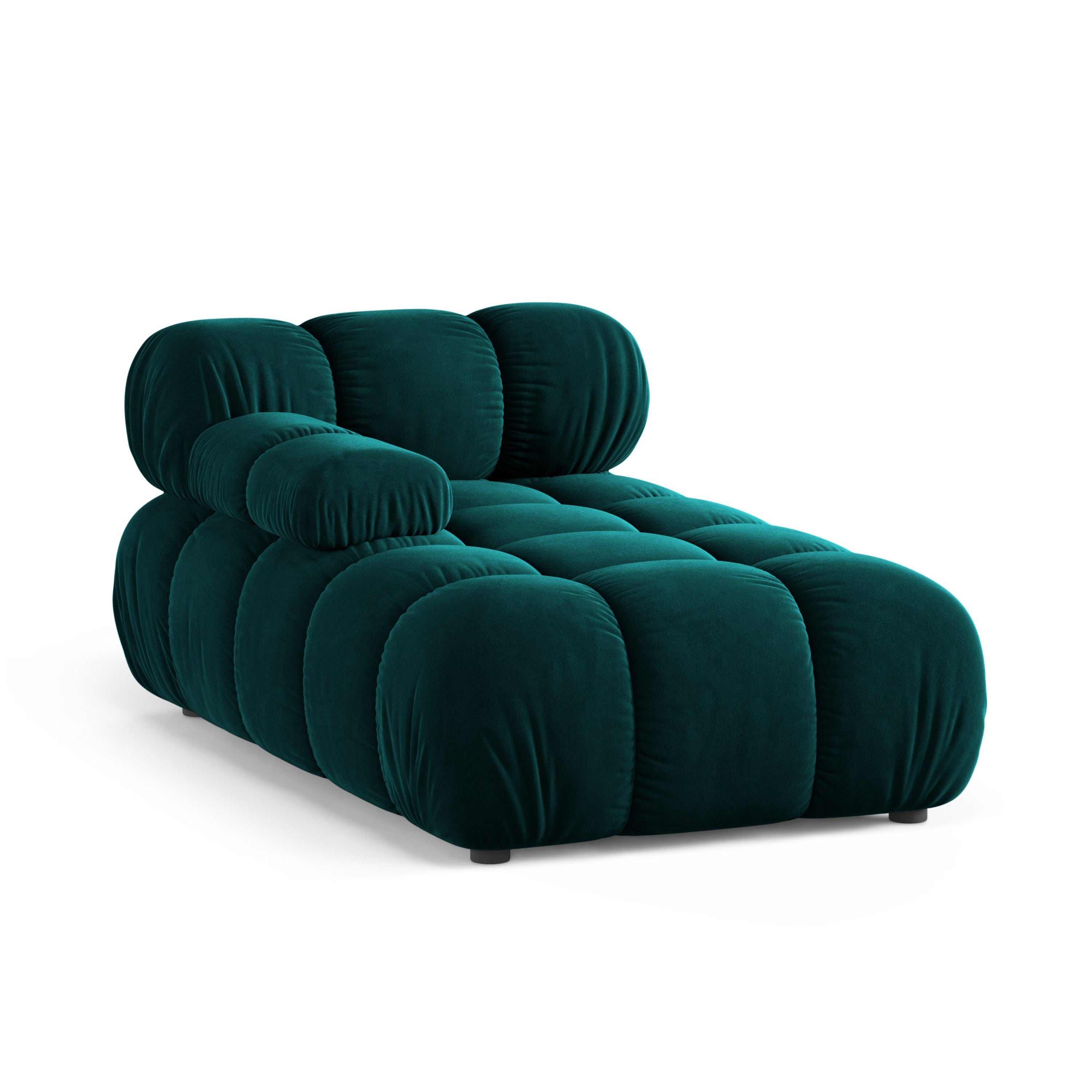 Linkszijdige BELLIS chaise longue in diep petrol velours