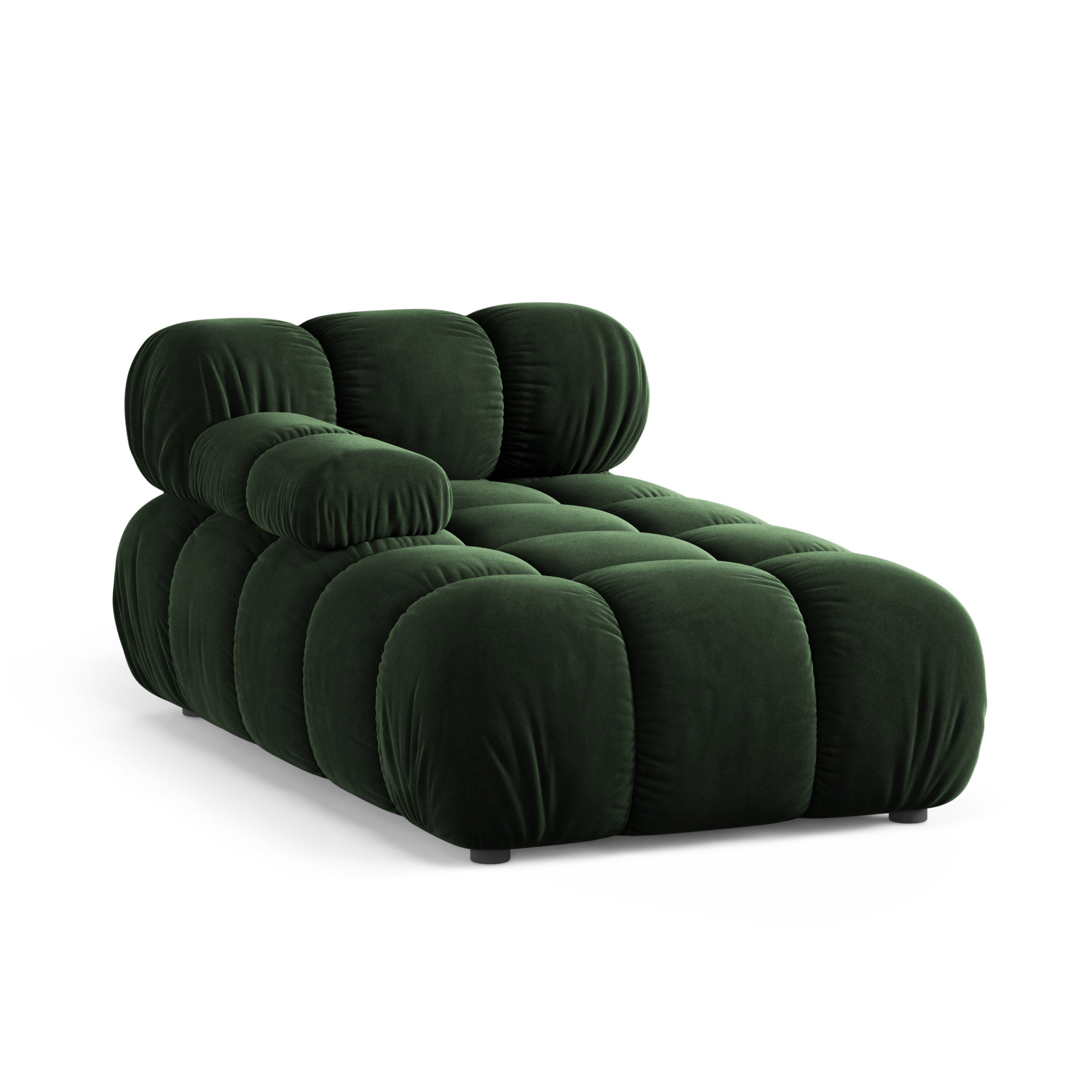 Linker chaise longue BELLIS in flessengroen velours
