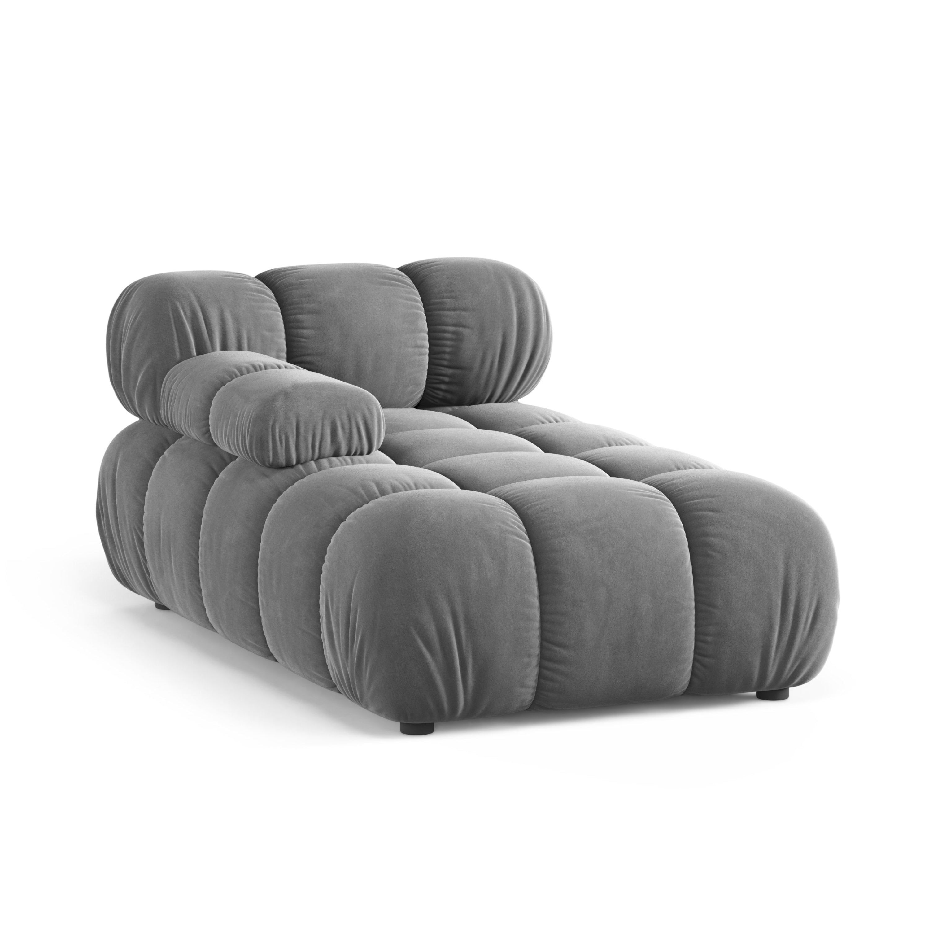 Linker chaise longue BELLIS grijs fluweel
