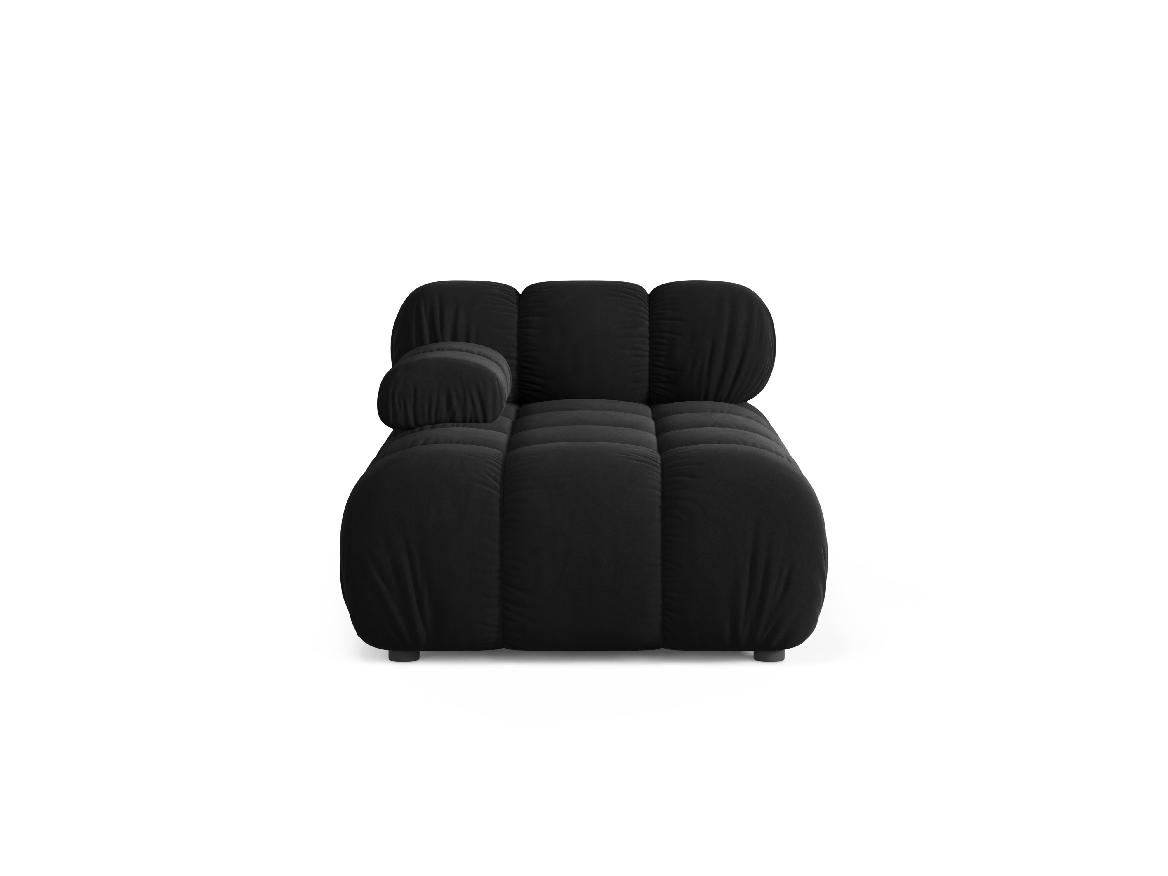 Zwarte BELLIS linkszijdige fluwelen chaise longue