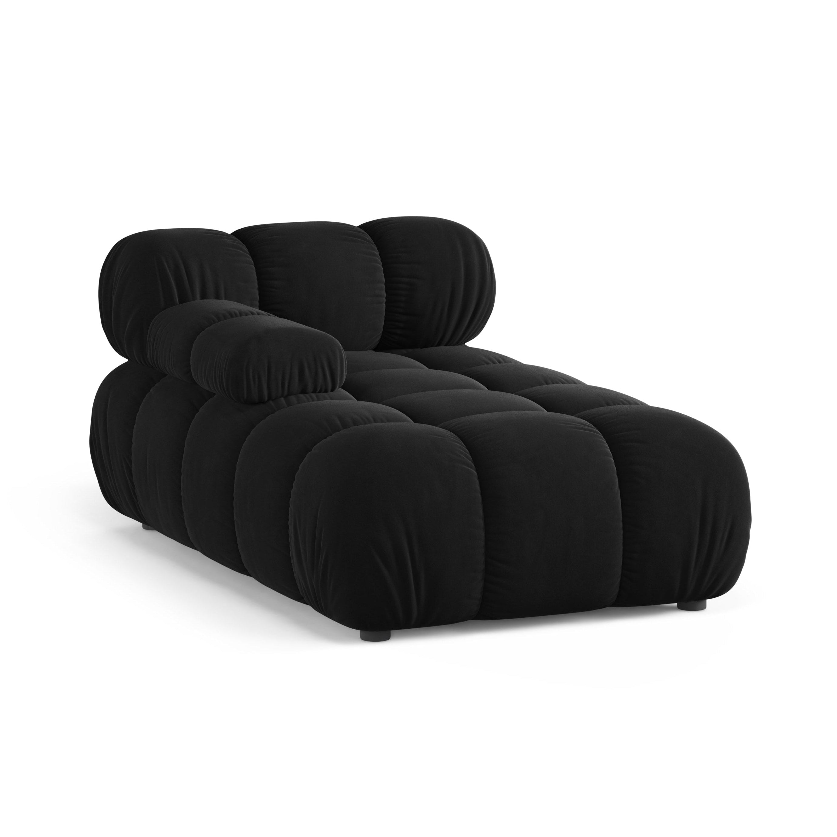 Zwarte BELLIS linkszijdige fluwelen chaise longue