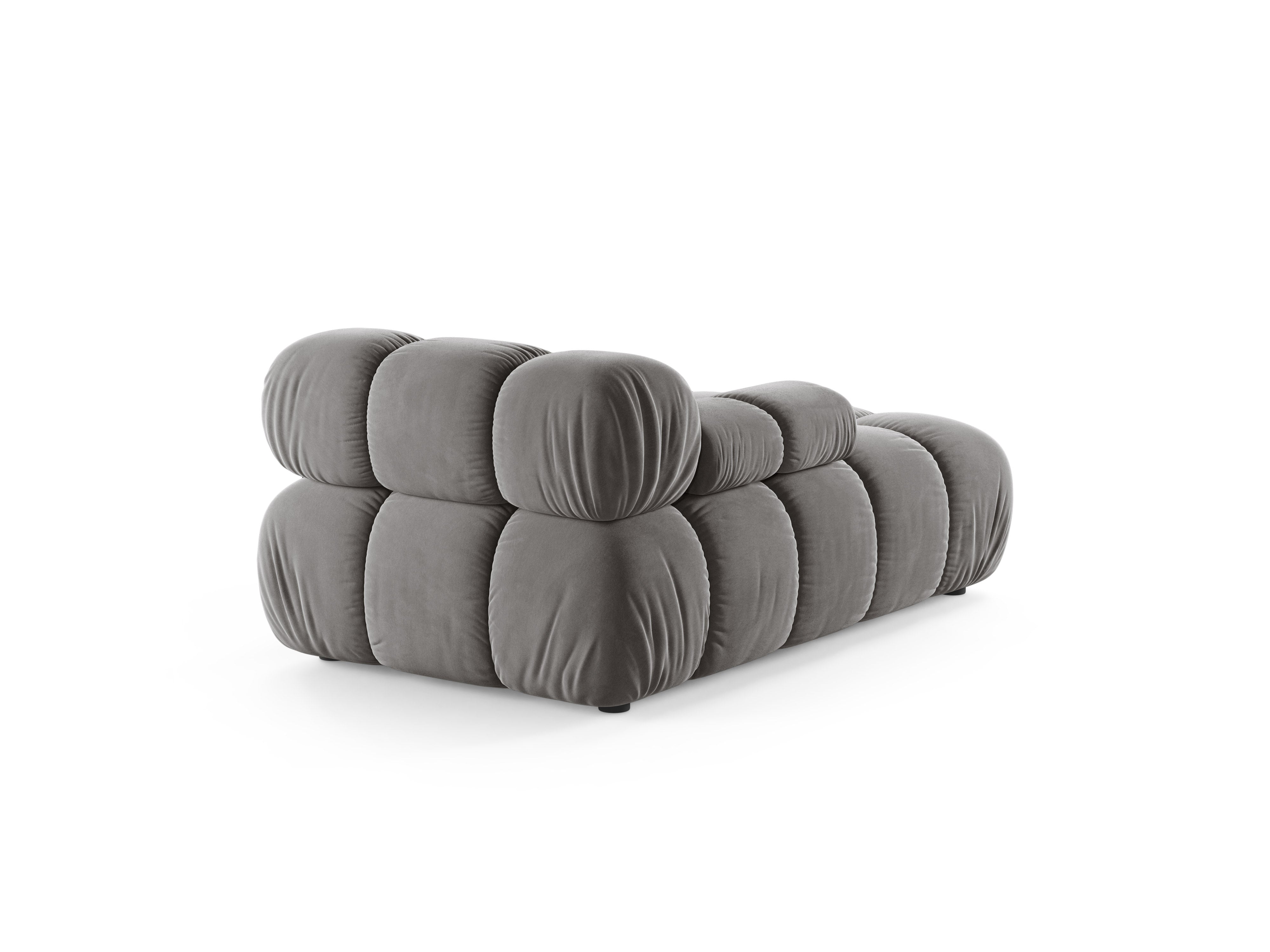 Grijze linkszijdige fluwelen chaise longue BELLIS