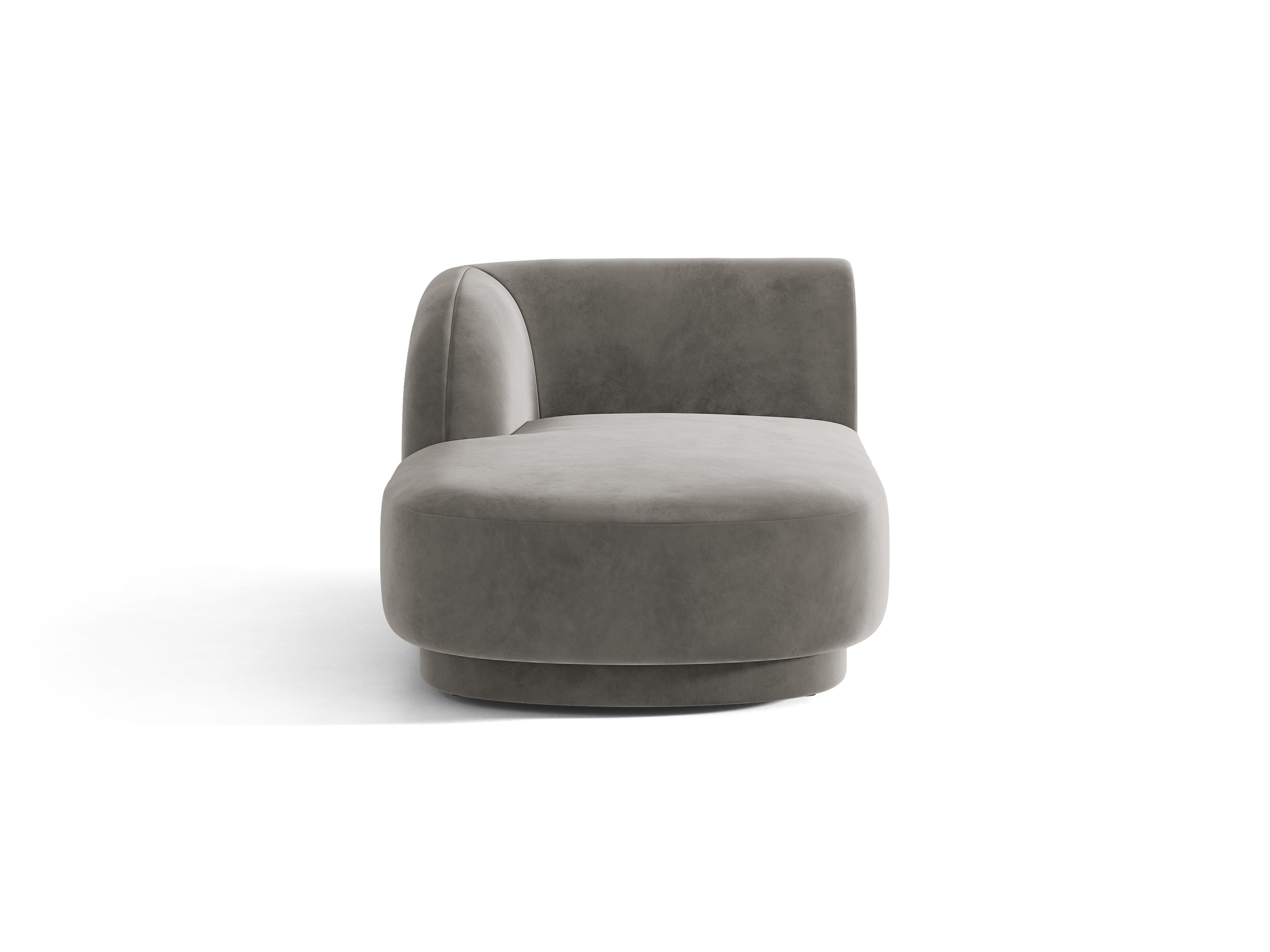 MILEY lichtgrijze linkszijdige fluwelen chaise longue