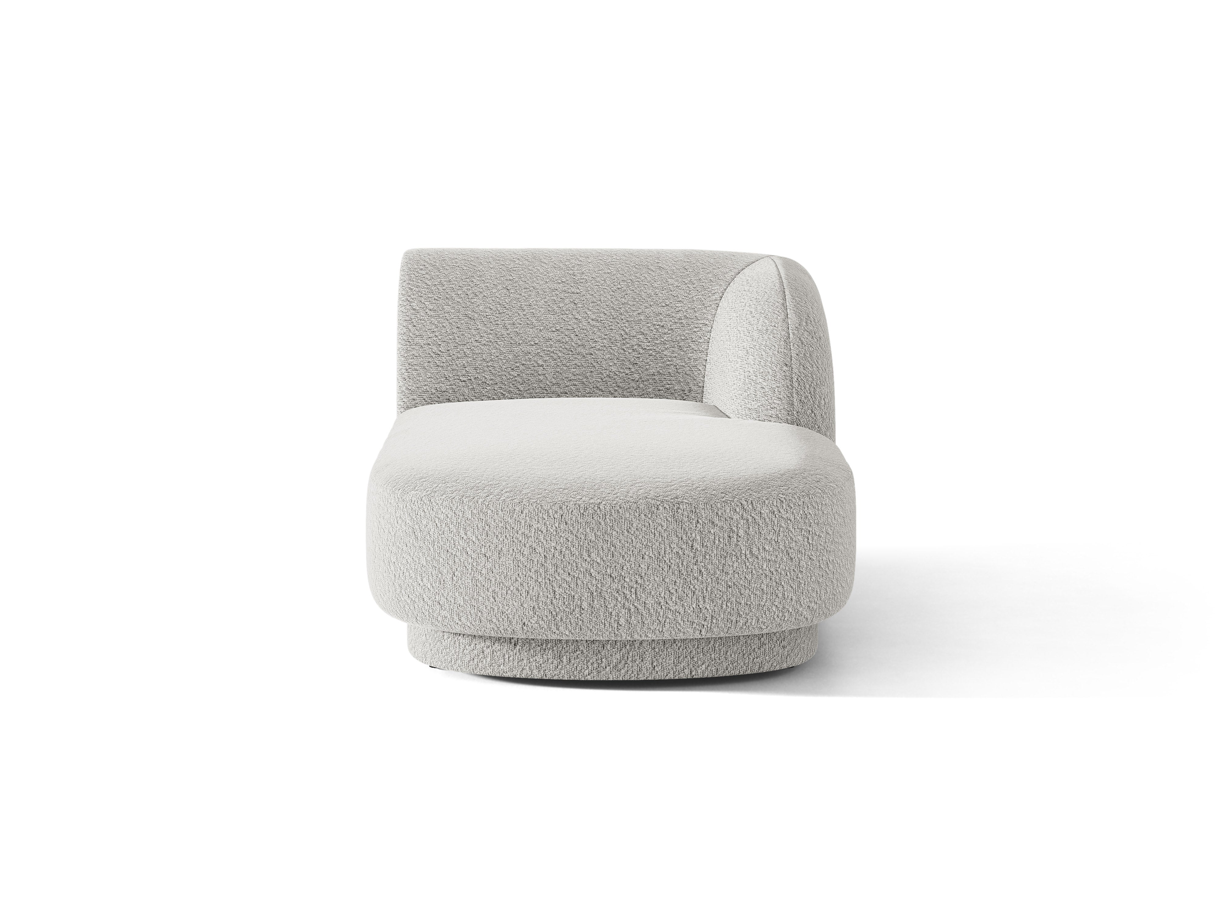 Rechthoekige chaise longue MILEY lichtgrijze boucle