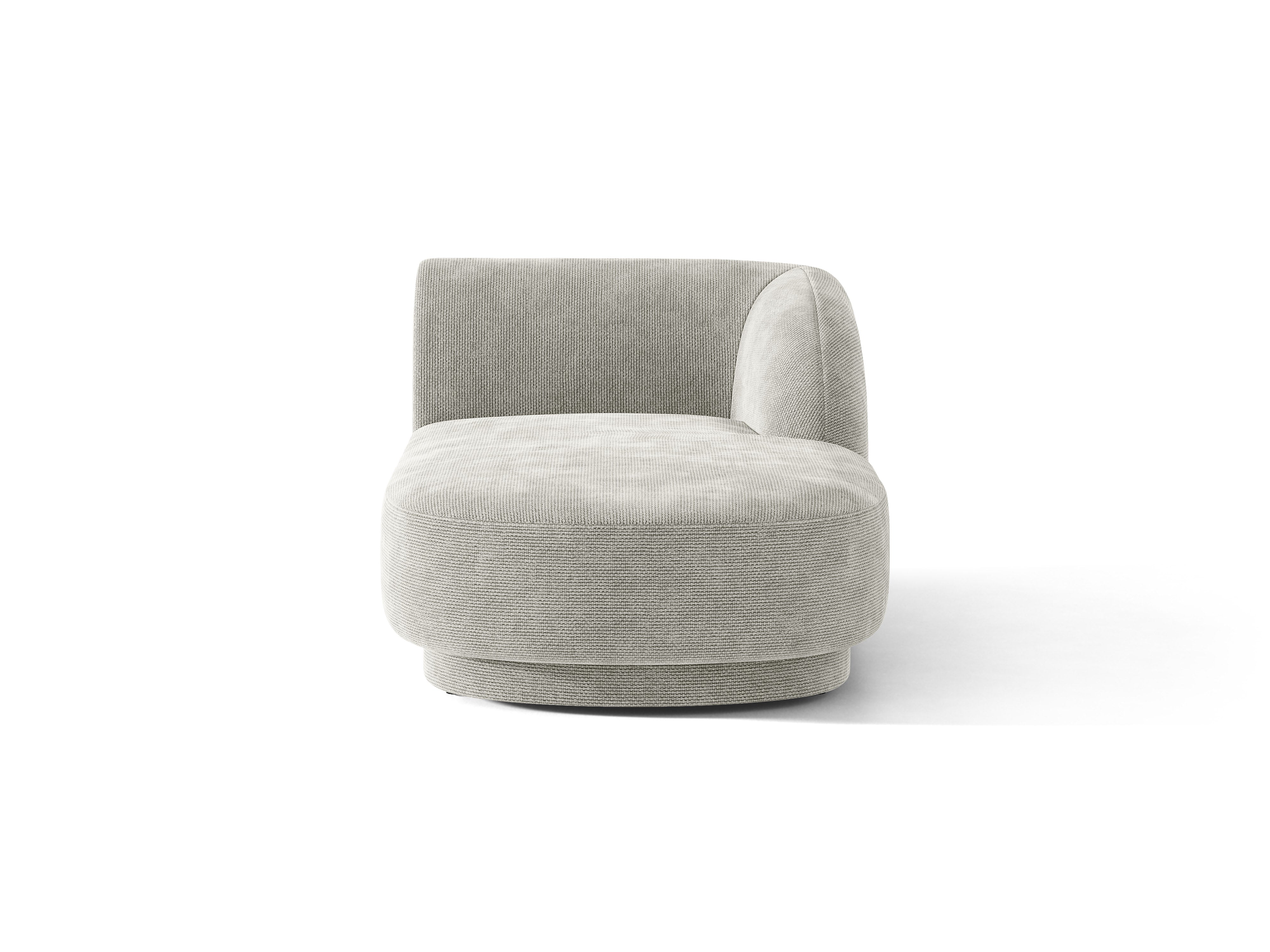 Rechthoekige chaise longue MILEY lichtgrijs fluweel