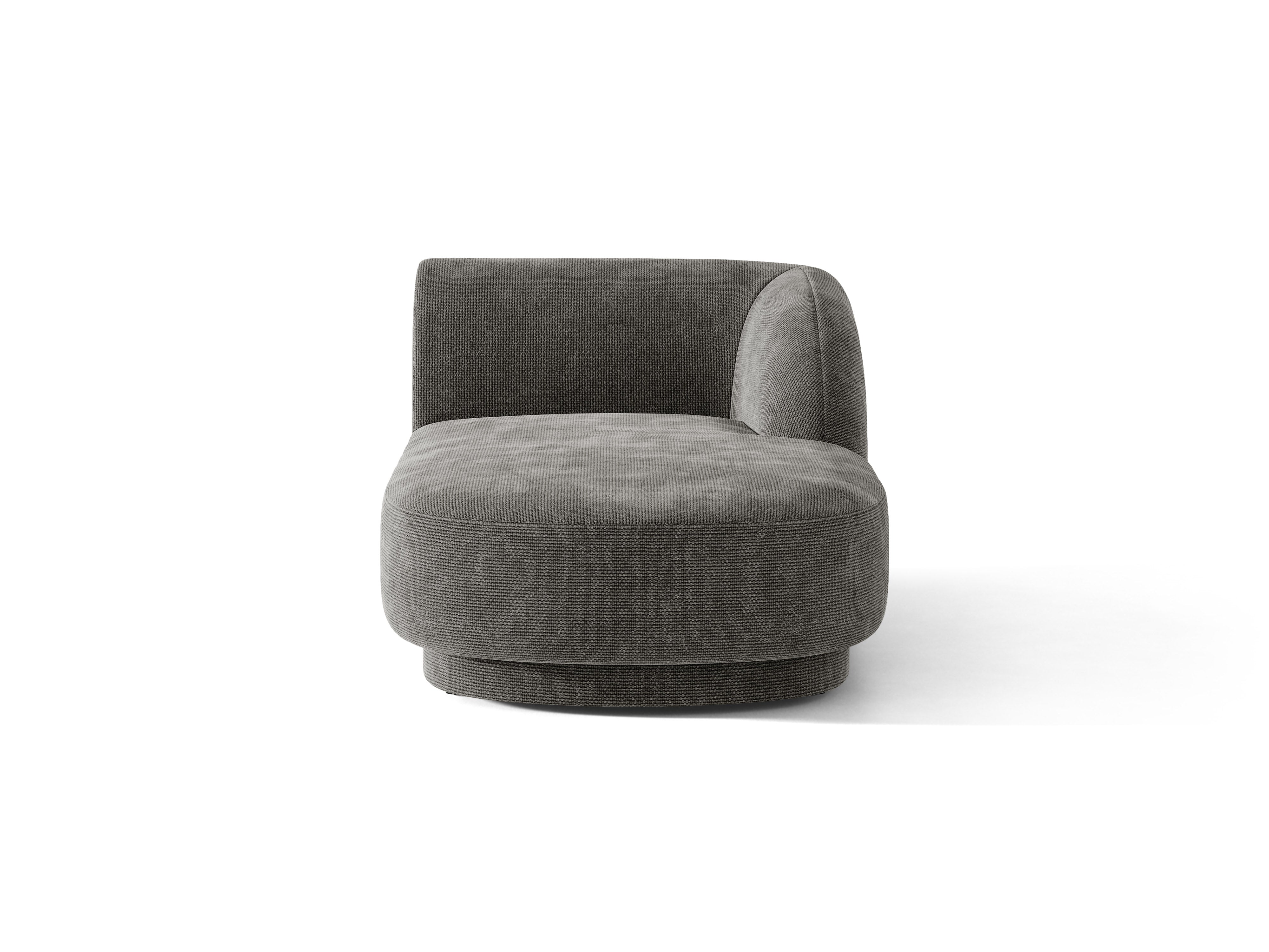 Rechthoekige chaise longue MILEY grijs chenille zijdeachtig