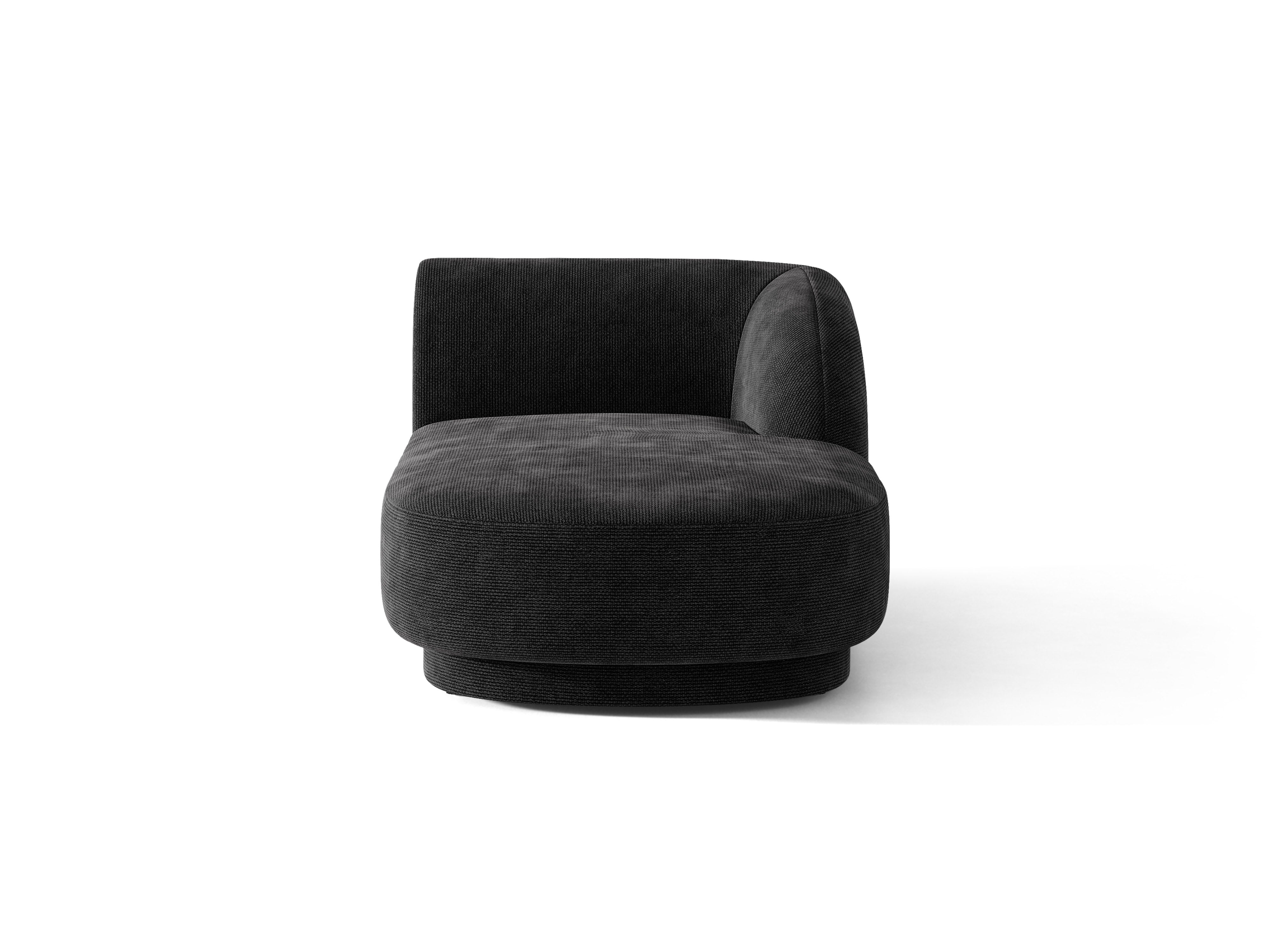 Rechthoekige chaise longue MILEY zwart chenille zijdeachtig