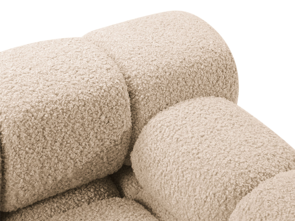 Rechters chaise longue BELLIS in zandkleurige boucle