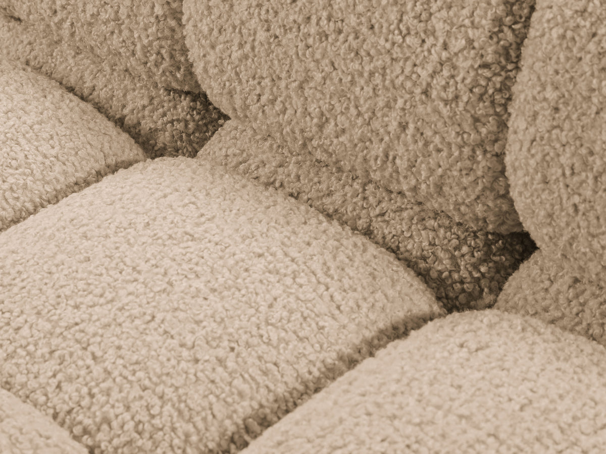 Rechters chaise longue BELLIS in zandkleurige boucle