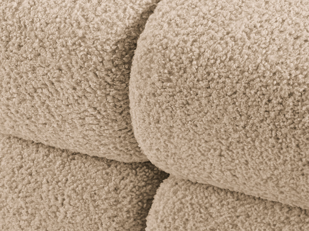 Rechters chaise longue BELLIS in zandkleurige boucle