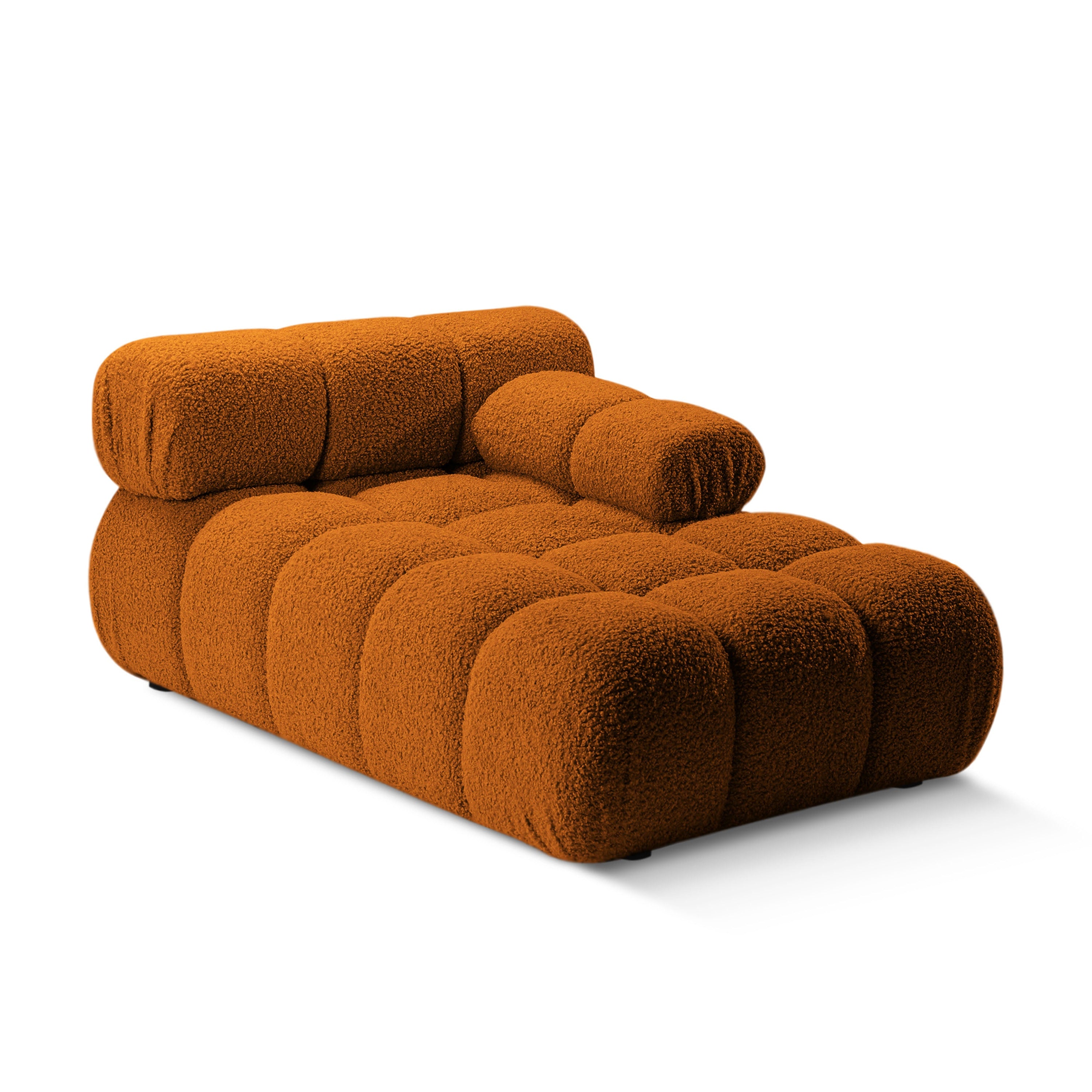 Rechthoekige BELLIS chaise longue in baksteen kleur boucle