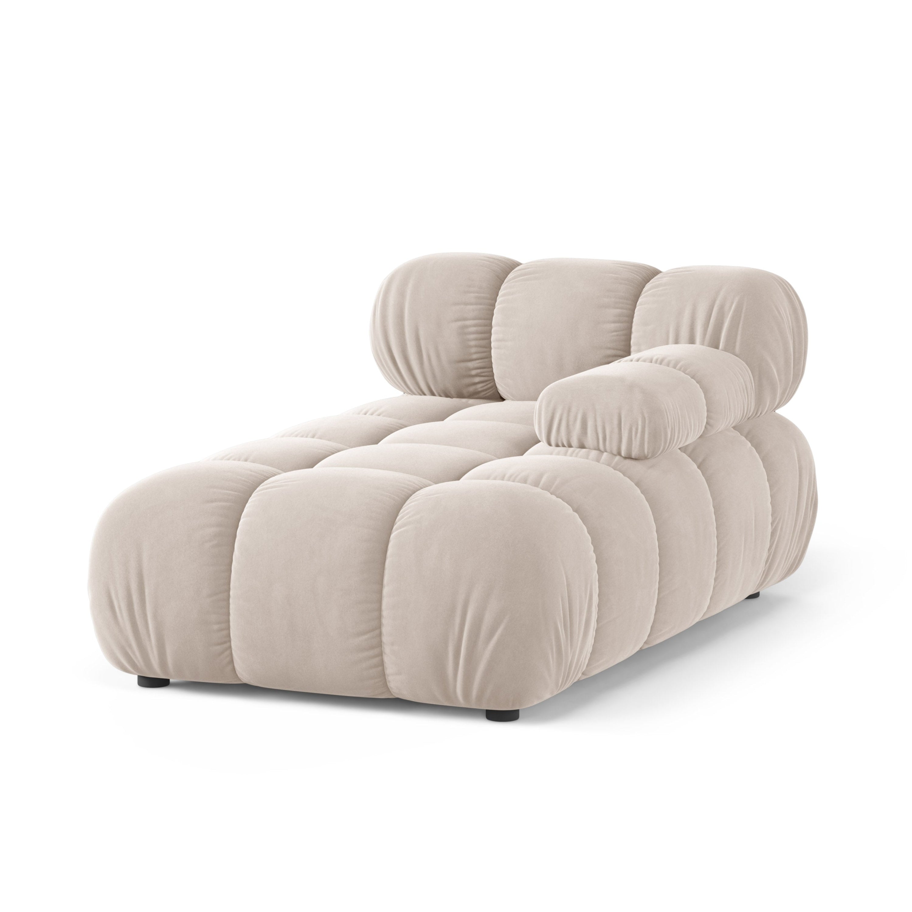 Rechthoekige BELLIS chaise longue in lichtbeige velours
