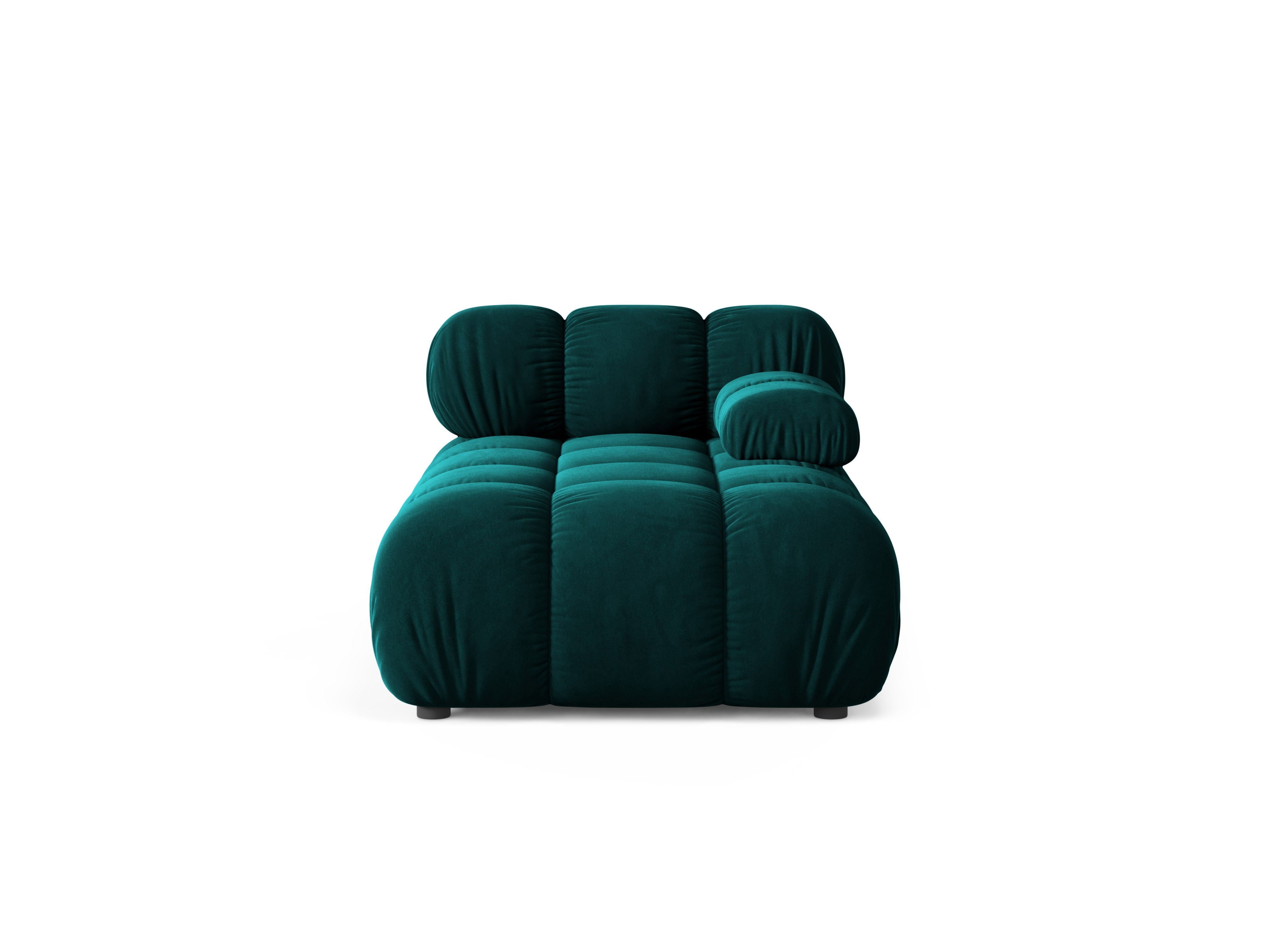 Rechtersidet chaise longue BELLIS in diep petrol velours