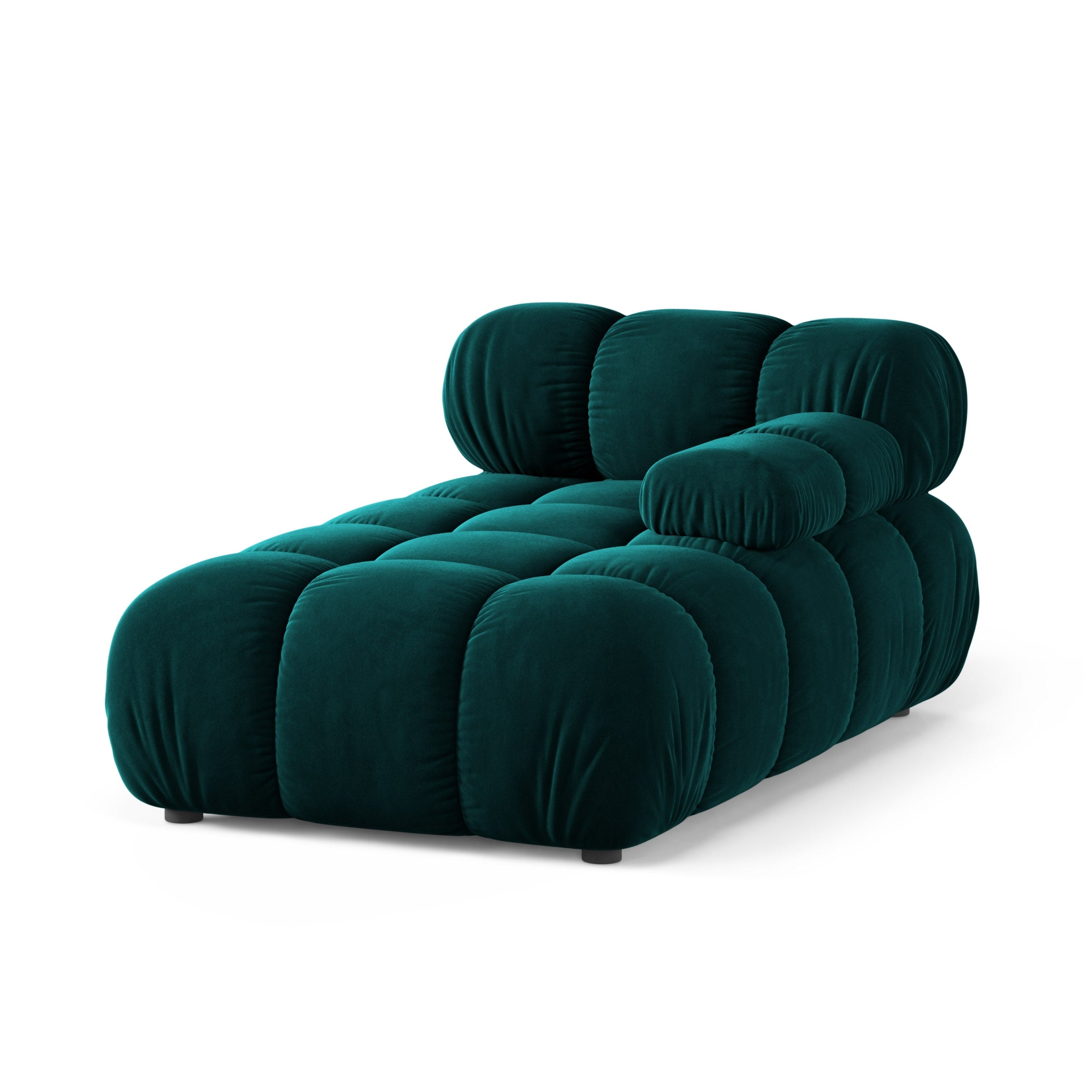Rechtersidet chaise longue BELLIS in diep petrol velours