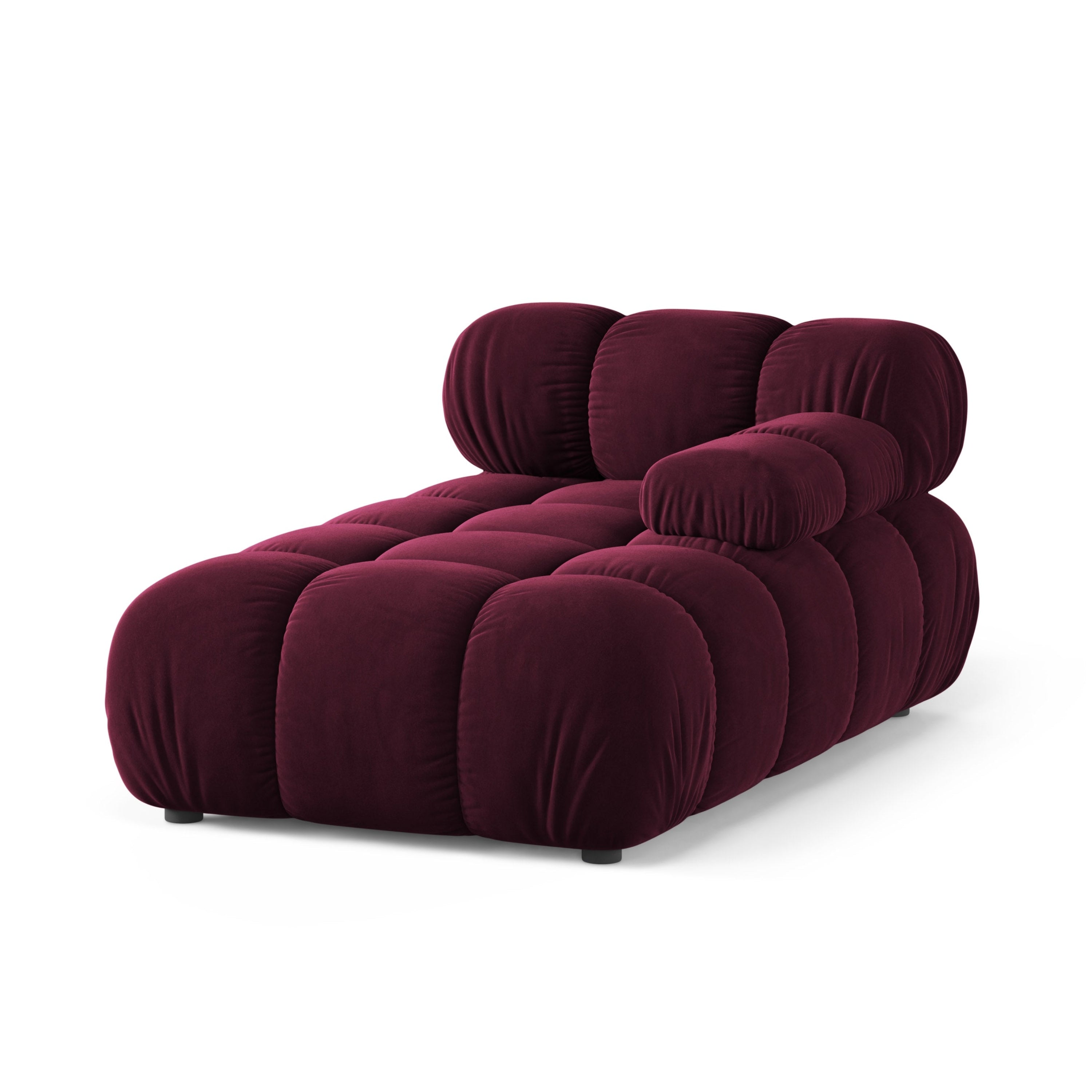 Rechtersidet chaise longue BELLIS bordeaux fluweel