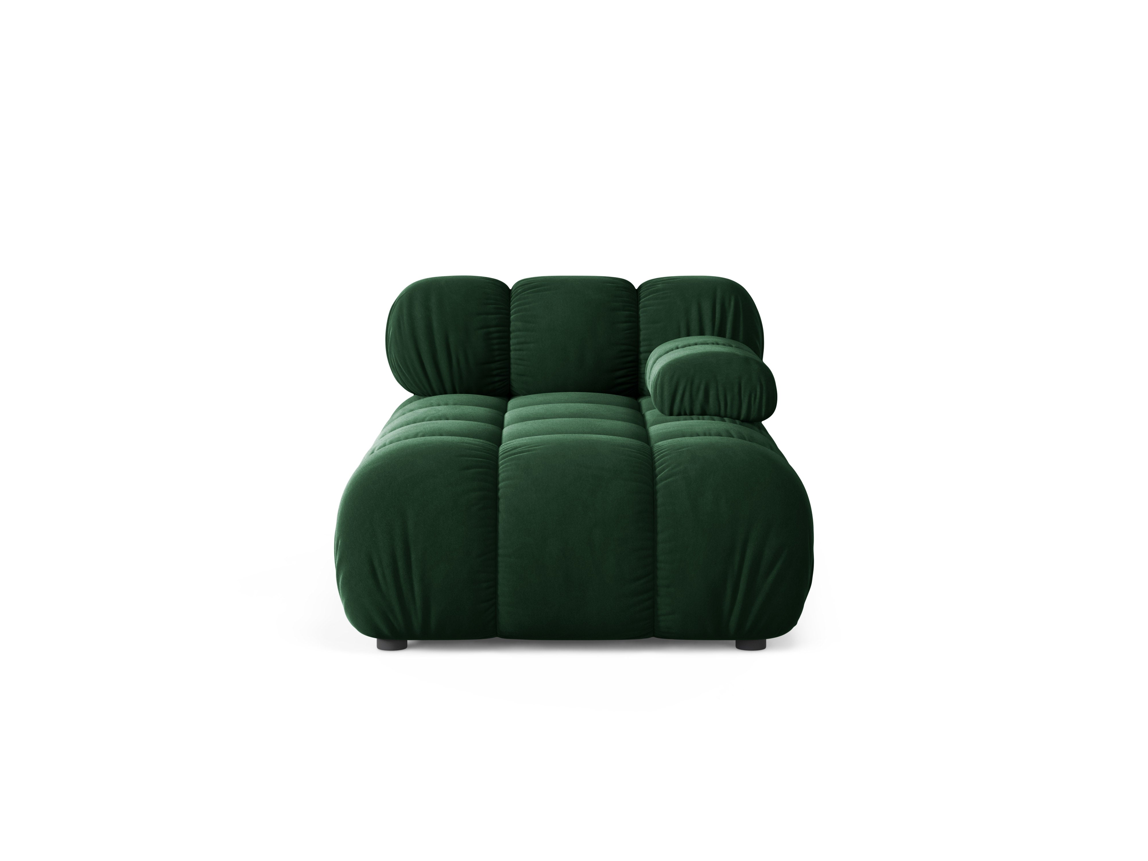 Velours chaise longue rechts BELLIS in flessengroen