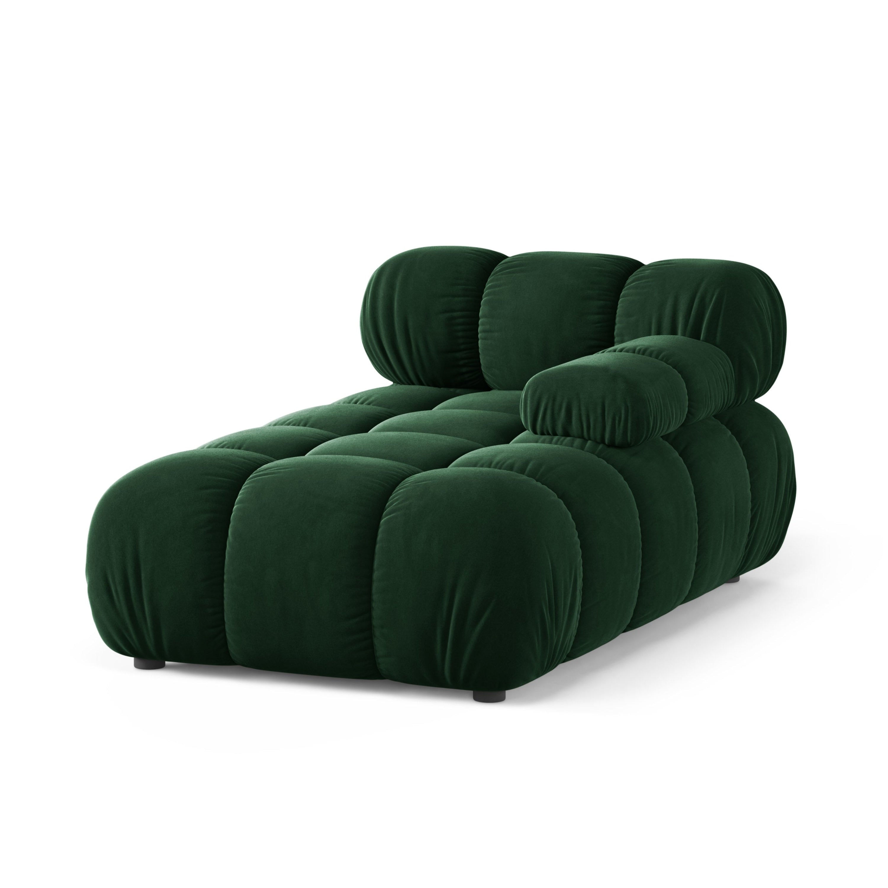 Velours chaise longue rechts BELLIS in flessengroen