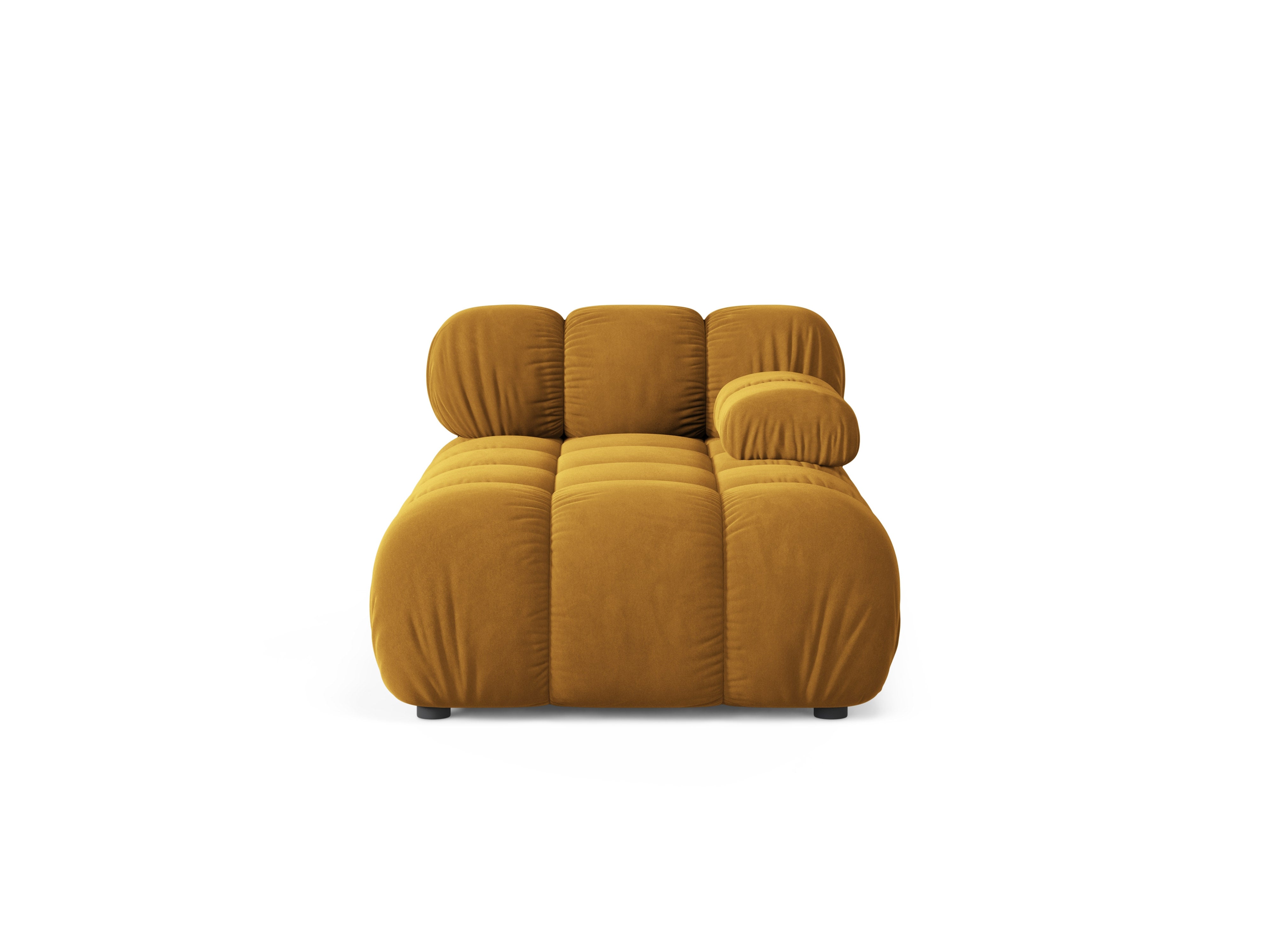 Mustardkleurige BELLIS rechtszijdige fluwelen chaise longue