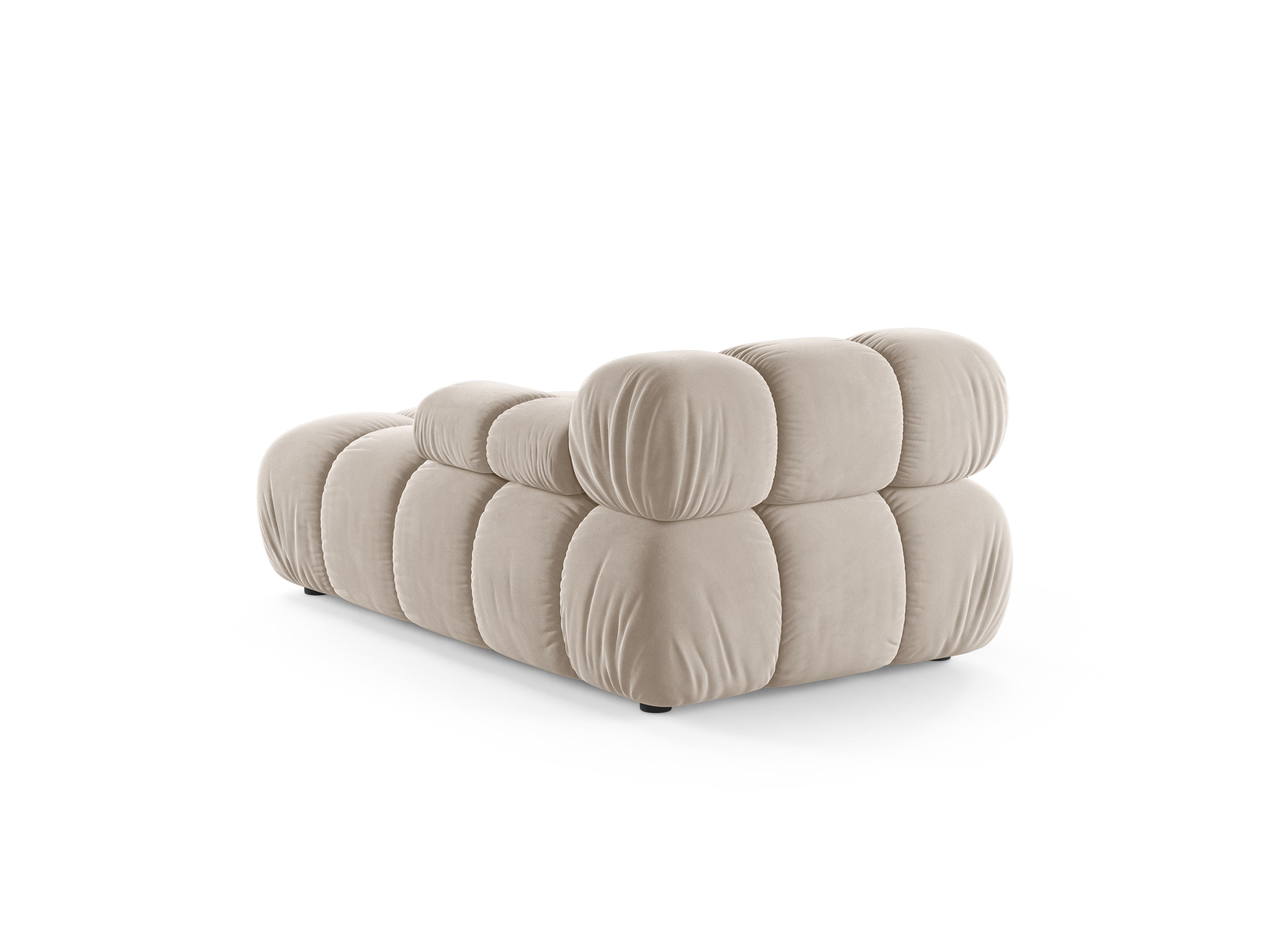 Beige BELLIS rechtszijdige fluwelen chaise longue