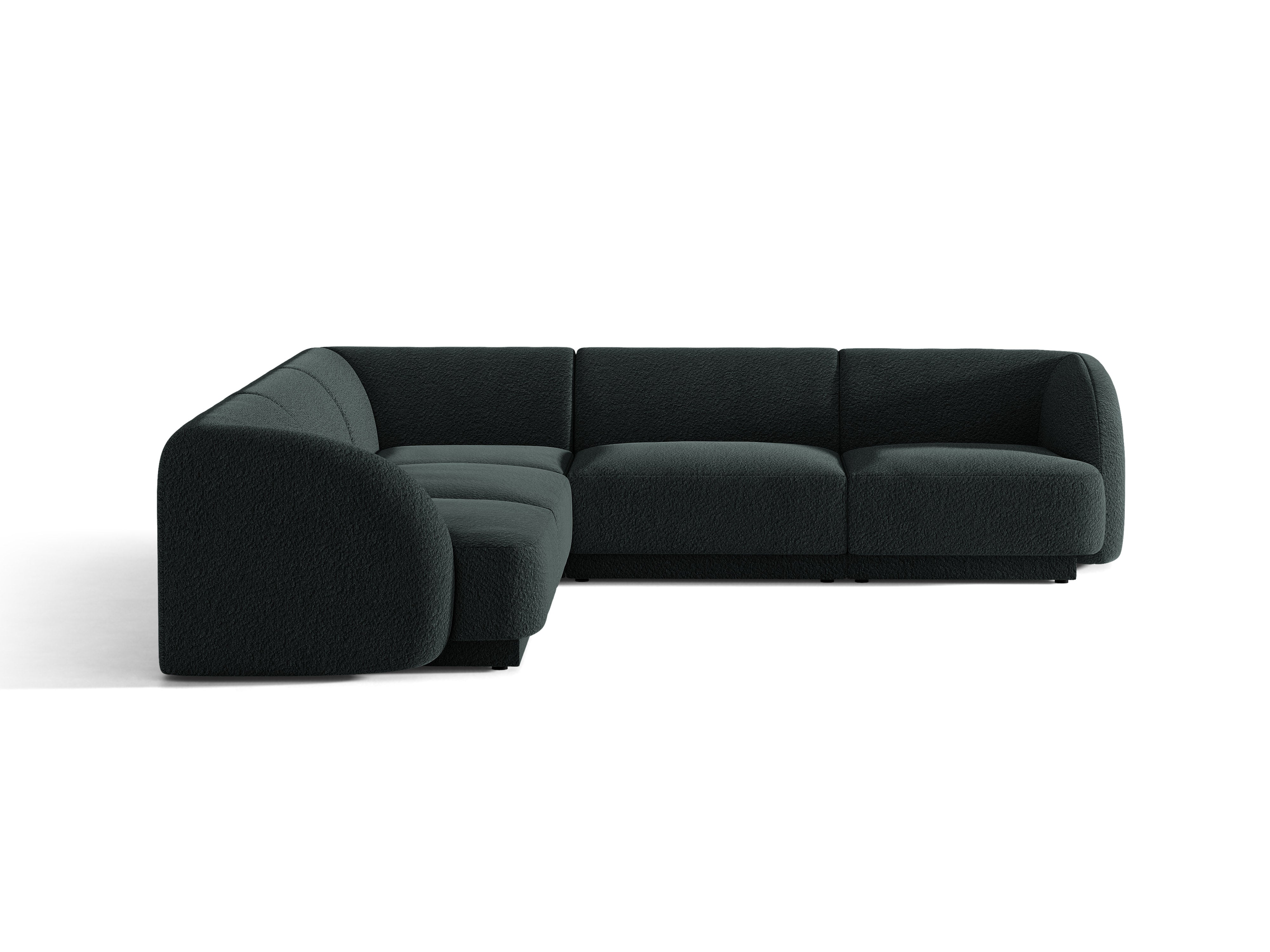 Symmetrische 5-persoons hoekbank MILEY zwart boucle