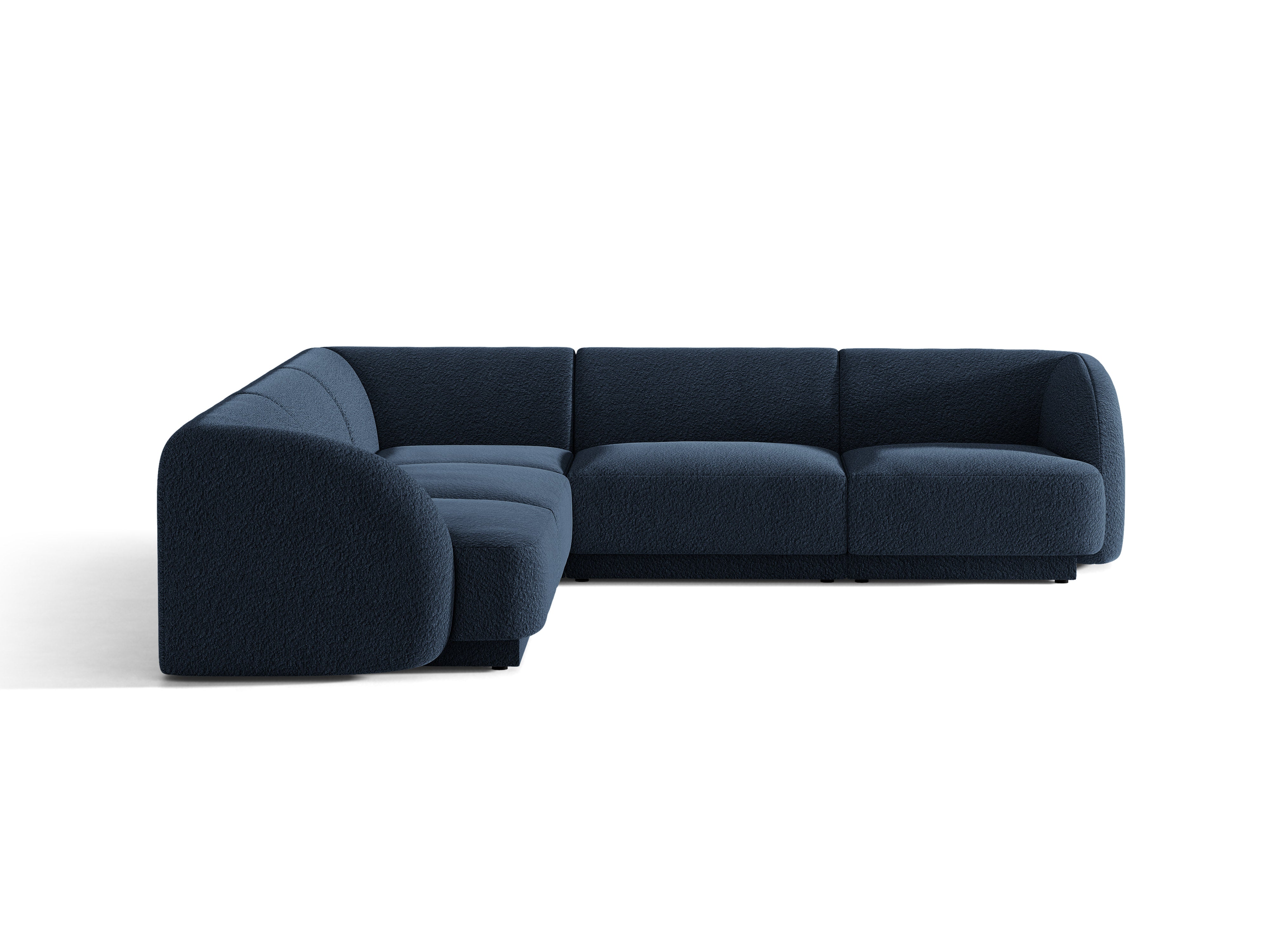 Symmetrische hoekbank voor 5 personen MILEY donkerblauwe boucle