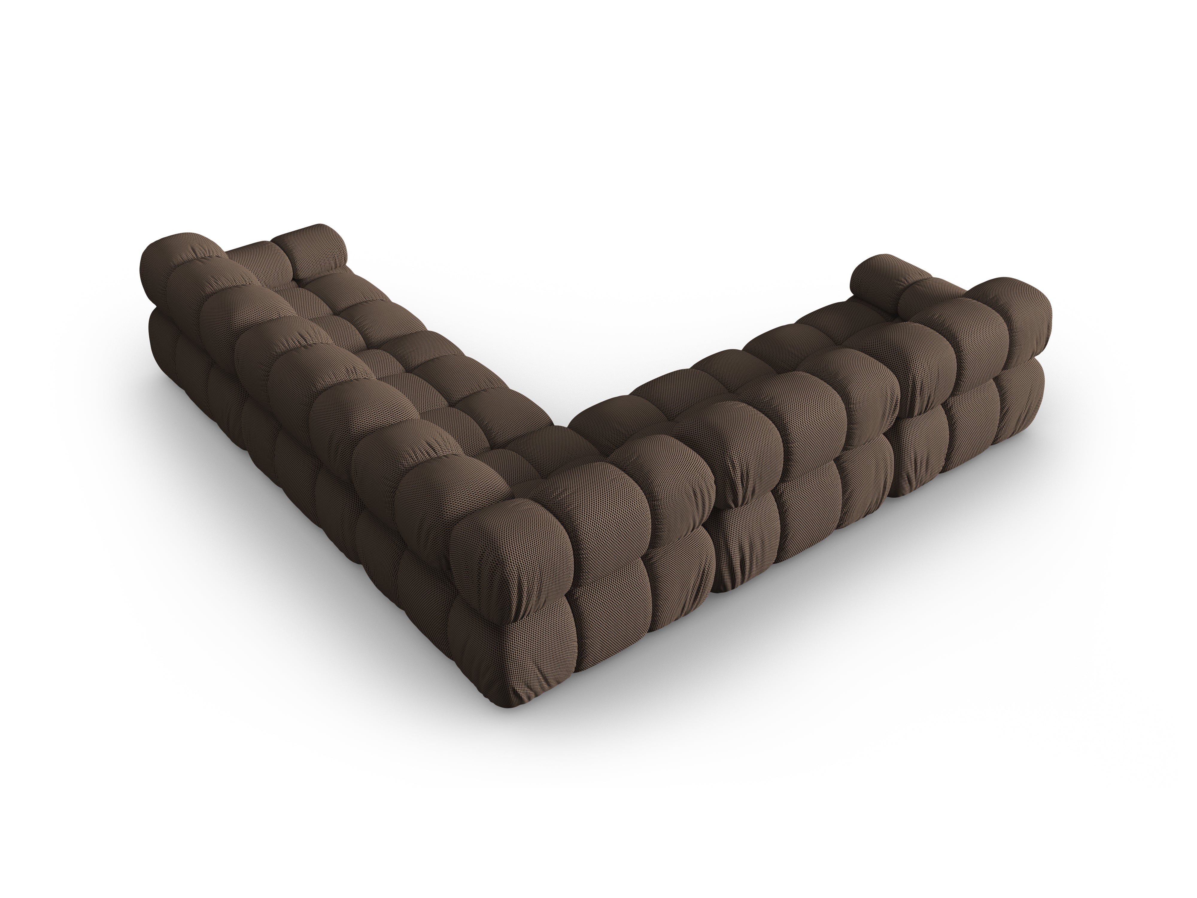 Symmetrische hoekbank BELLIS in bruin 3D-stof