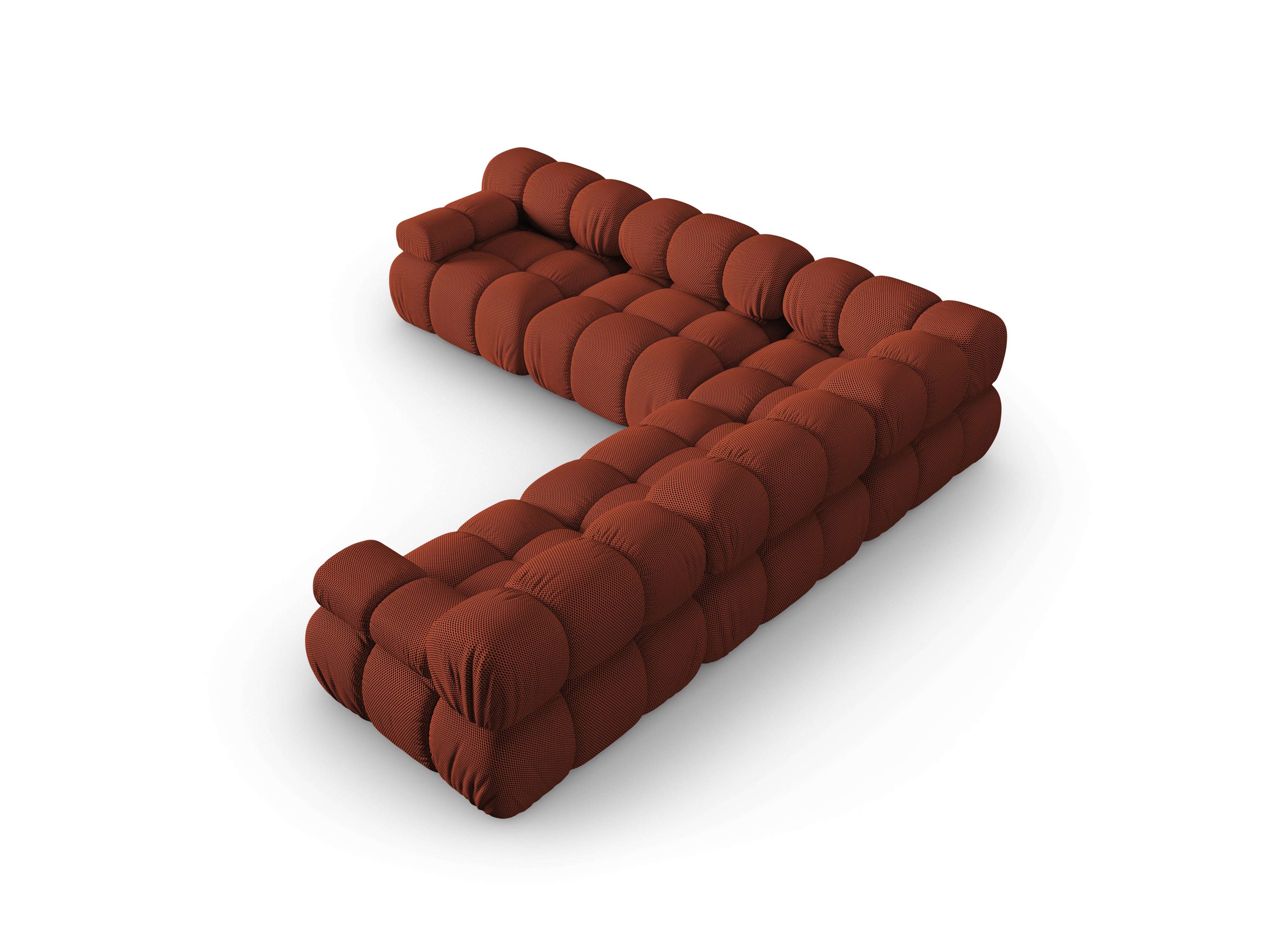 Symmetrische BELLIS hoekbank in baksteen kleur 3D stof