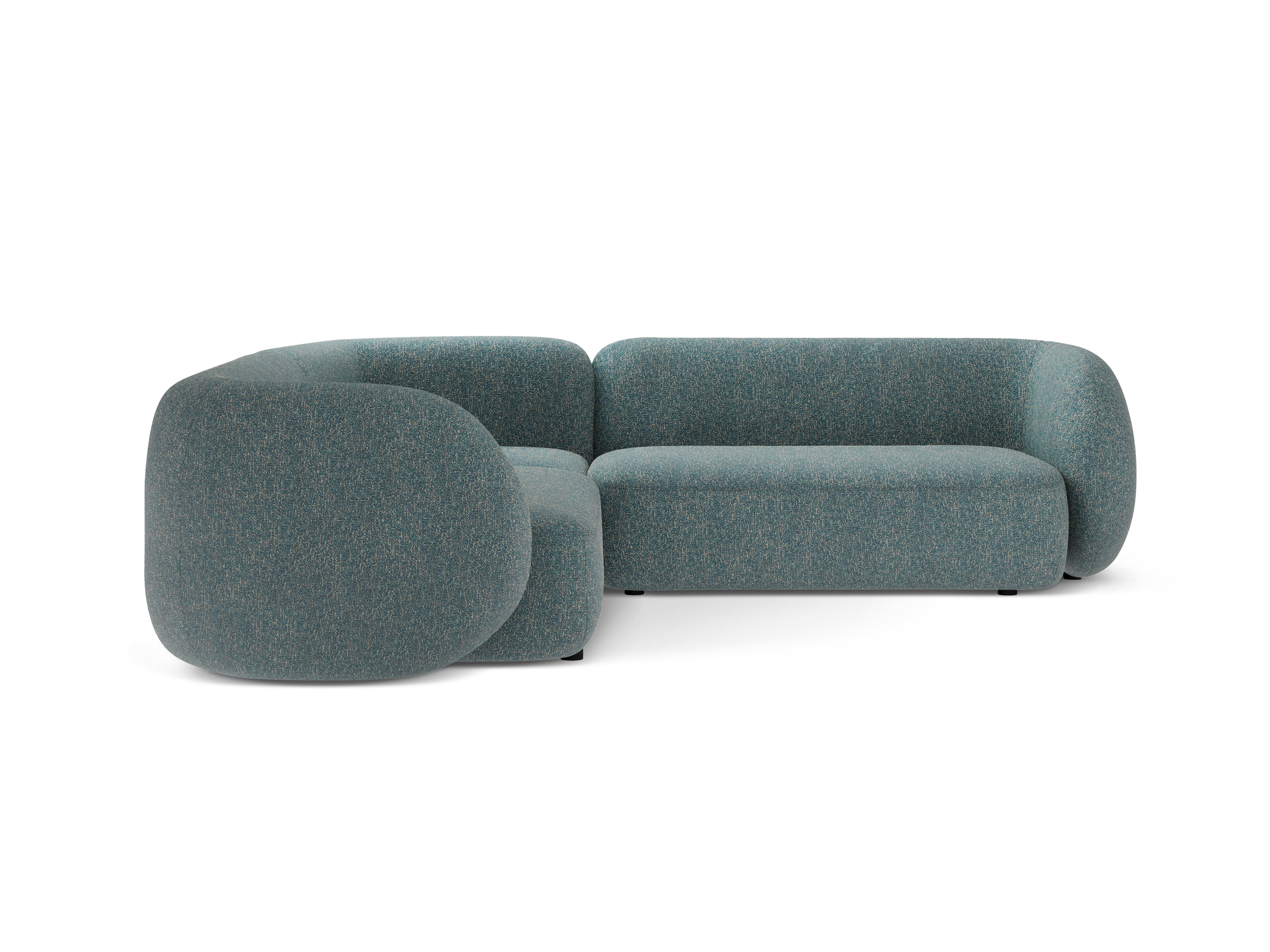 Symmetrische hoekbank KATE blauw gemêleerd