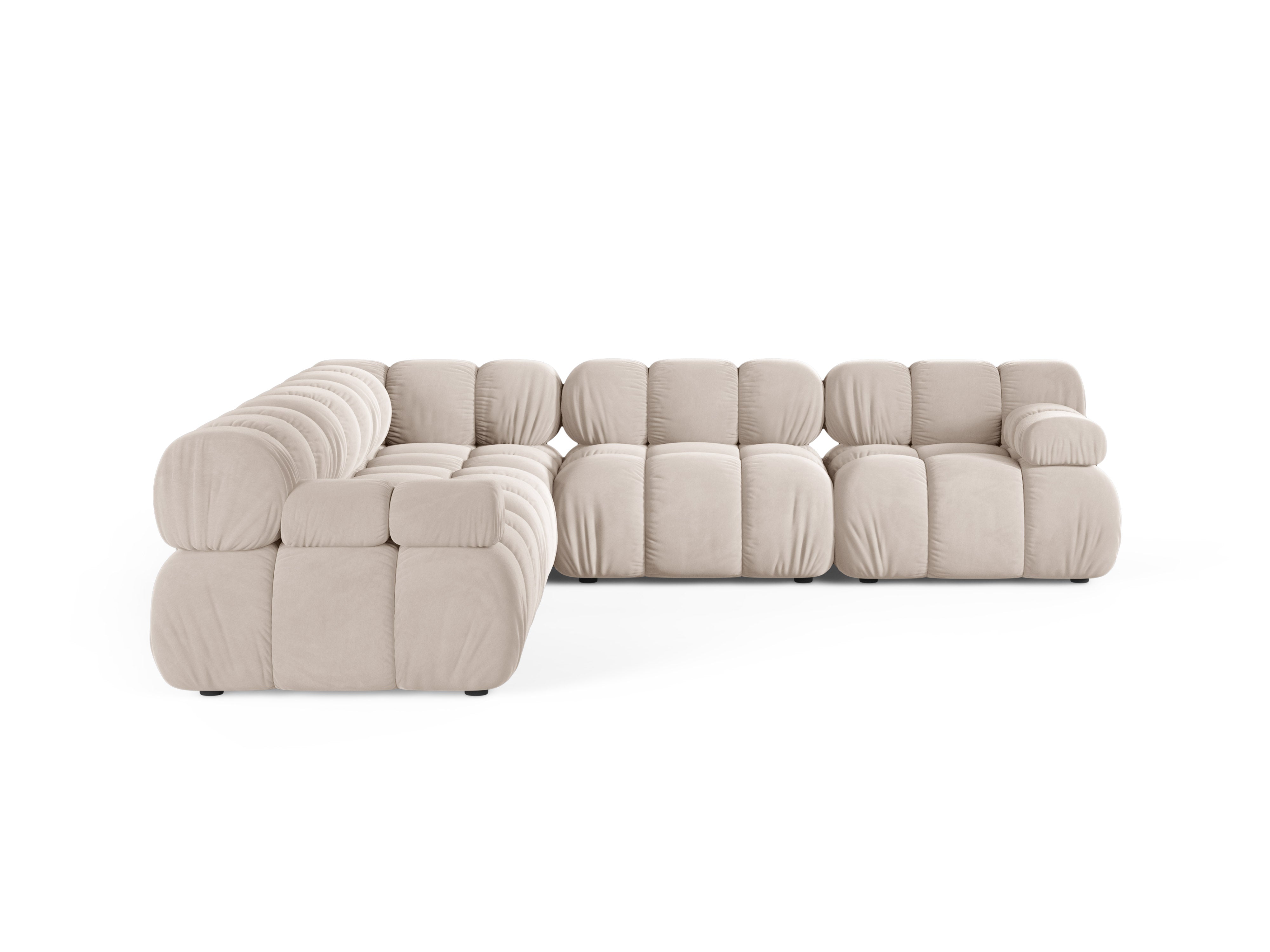 Symmetrische hoekbank BELLIS lichtbeige velours