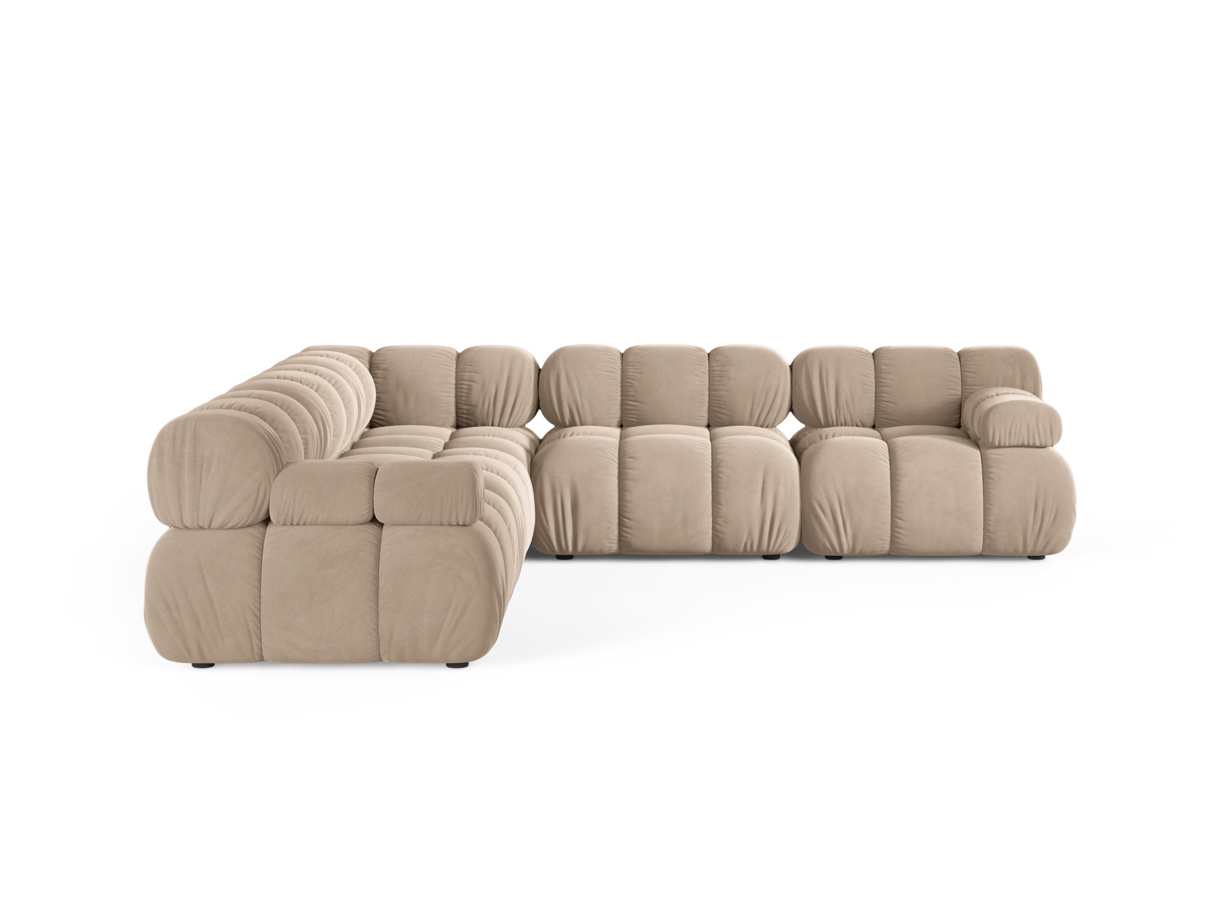 Symmetrische hoekbank BELLIS in beige velours