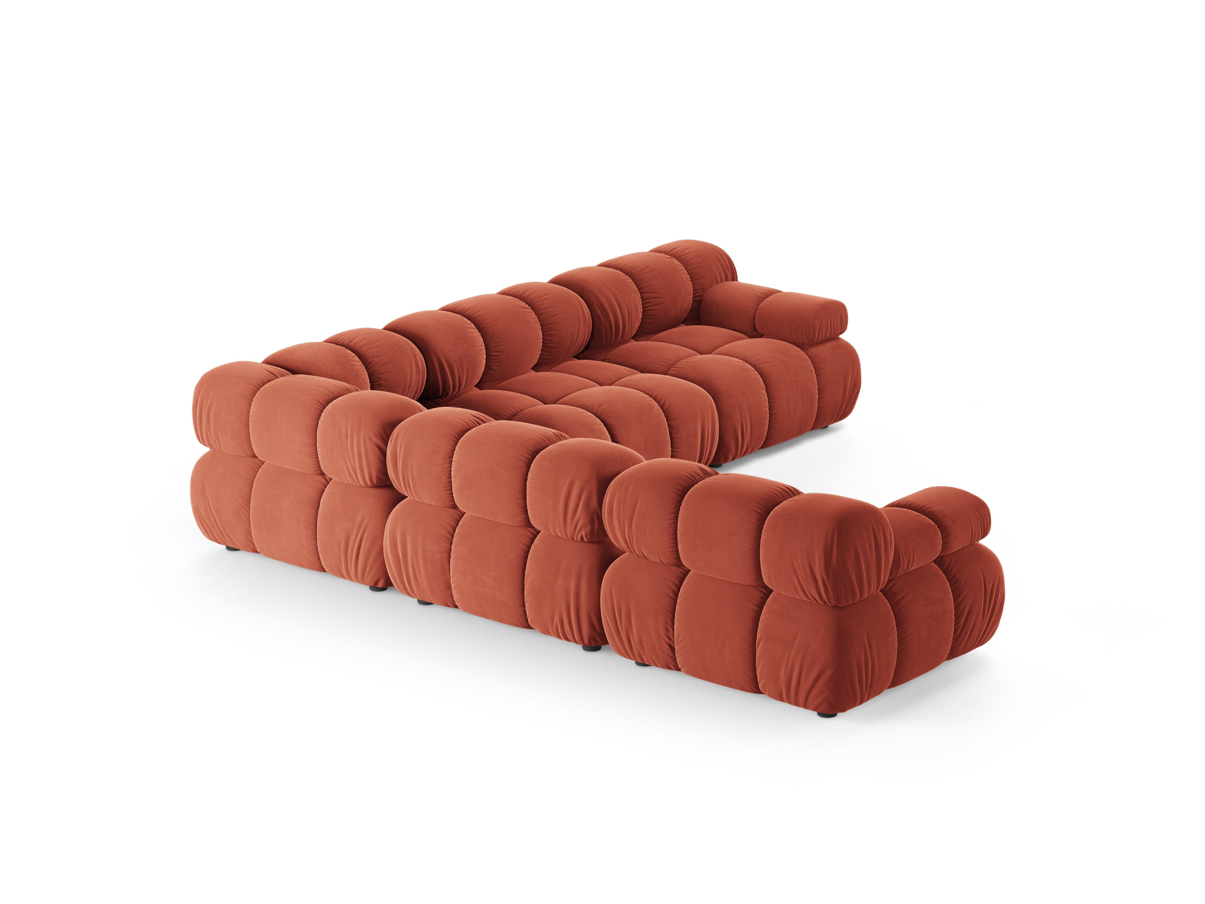 Symmetrische hoekbank BELLIS koraalvelours
