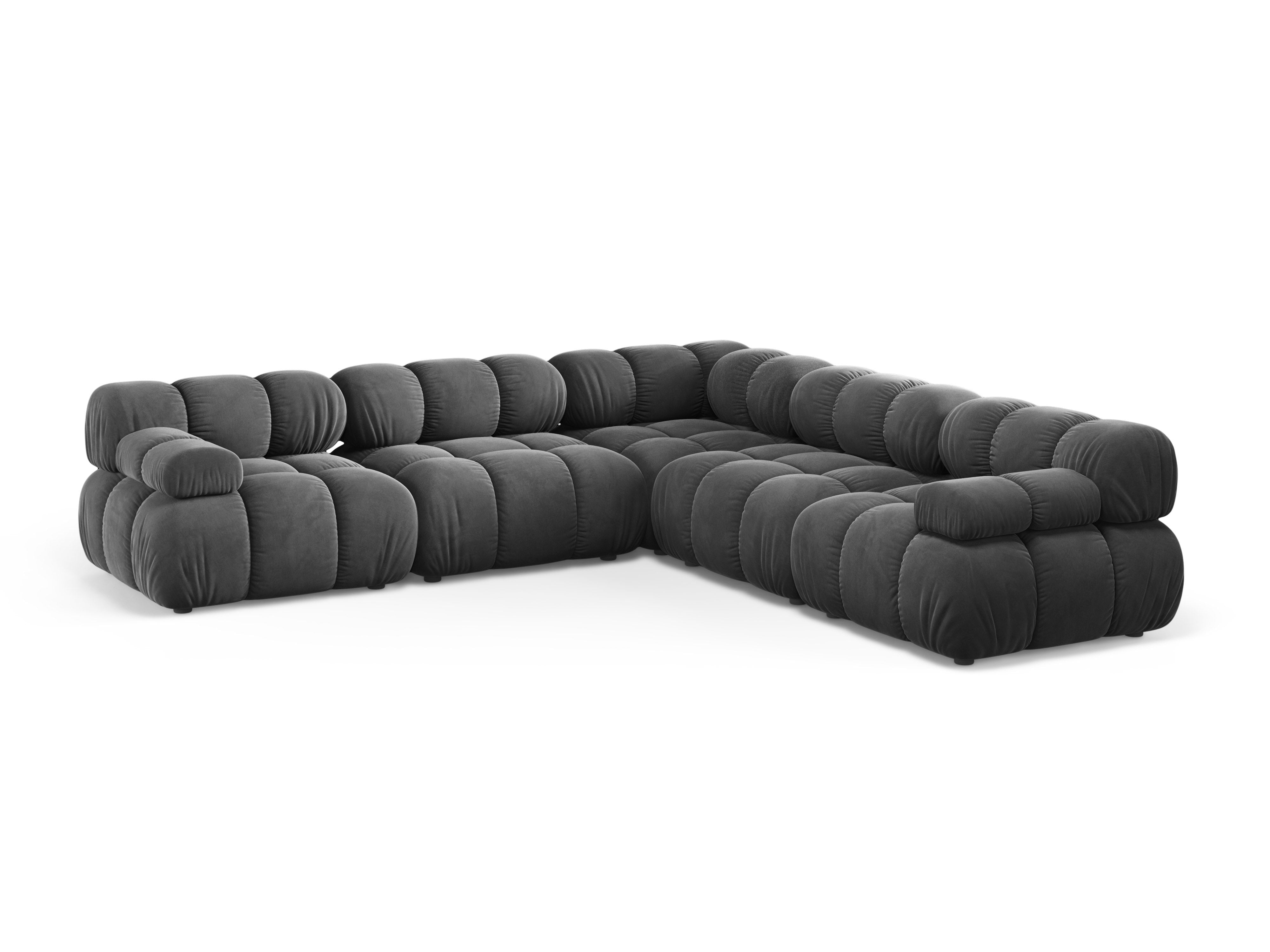 Symmetrische hoekbank BELLIS donkergrijs velours