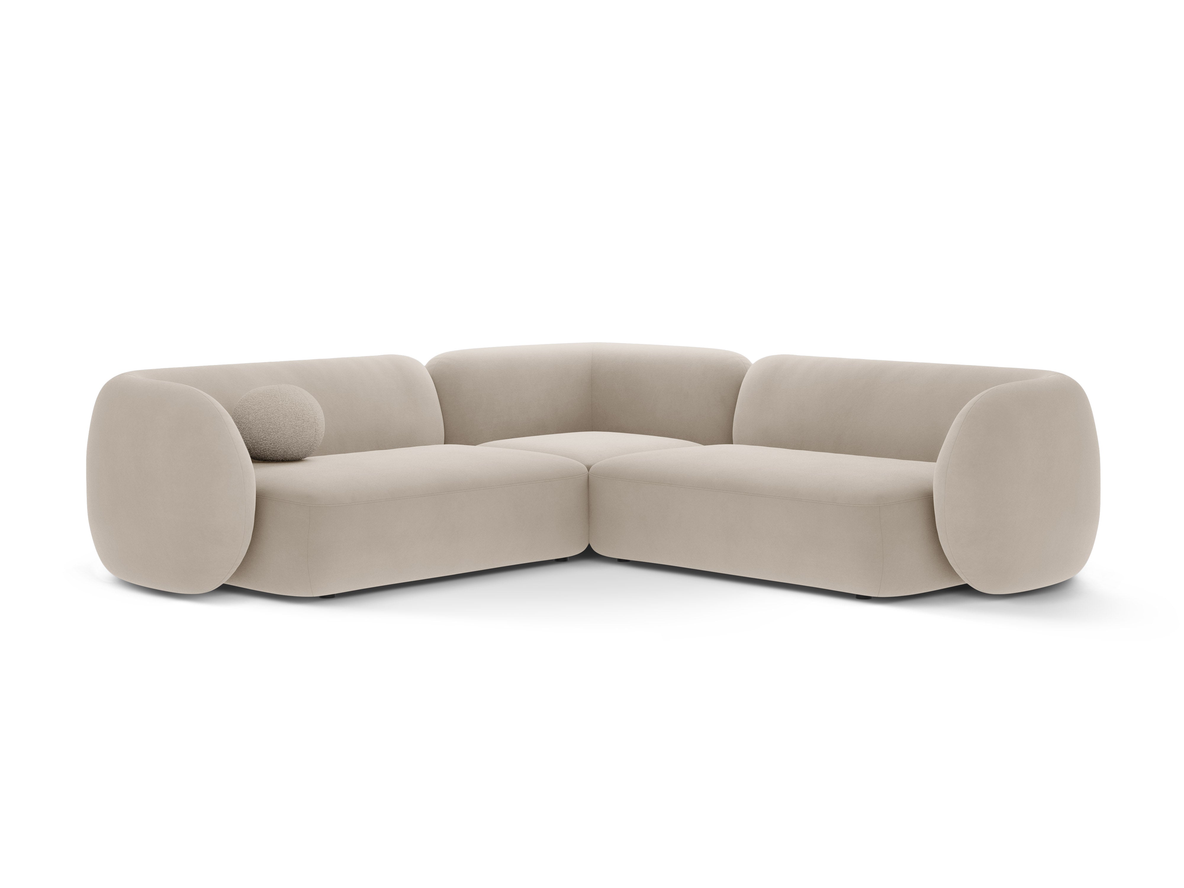 Symmetrische fluwelen hoekbank KATE beige