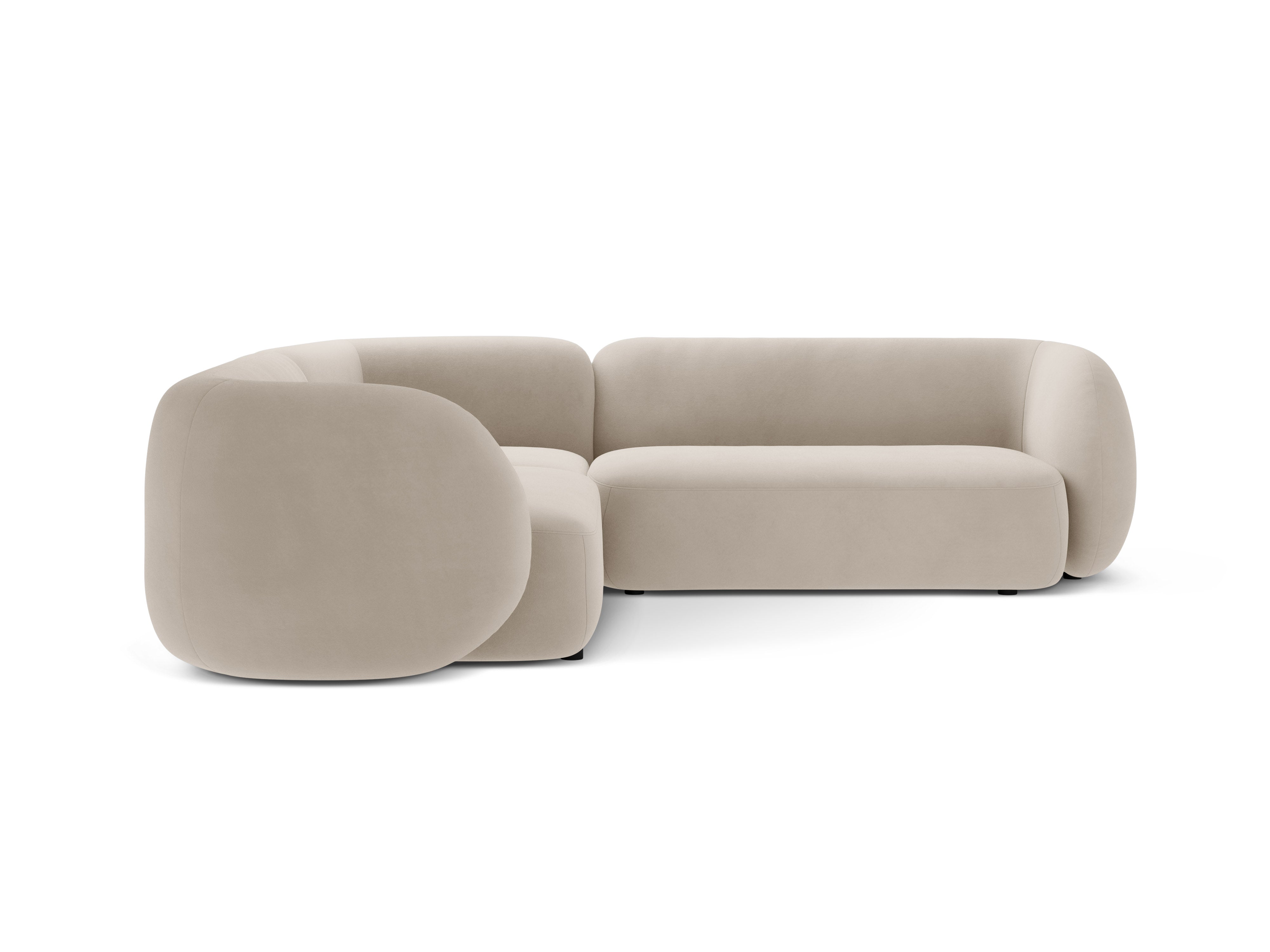 Symmetrische fluwelen hoekbank KATE beige