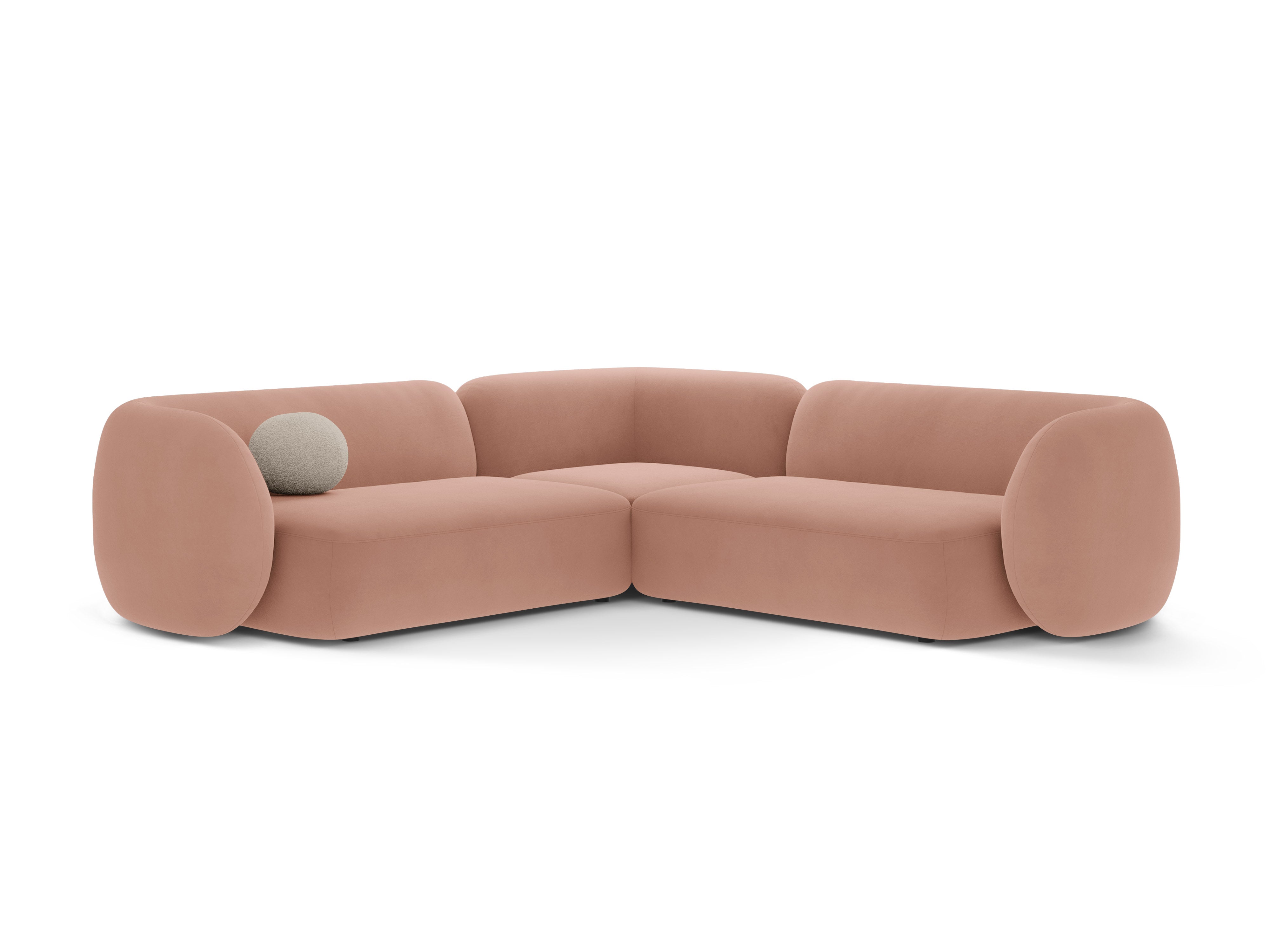 Symmetrische Samt-Eckcouch KATE in Rosa