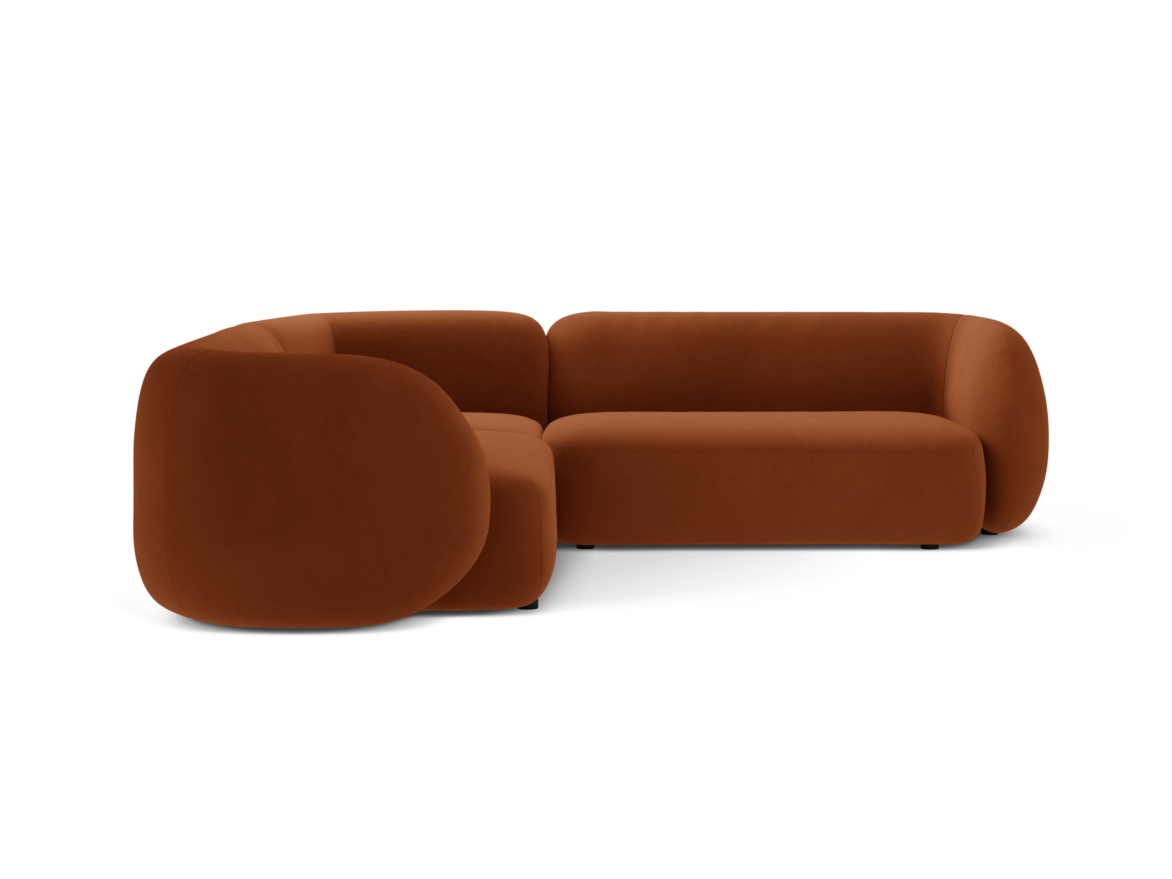 Symmetrische fluwelen hoekbank KATE terracotta
