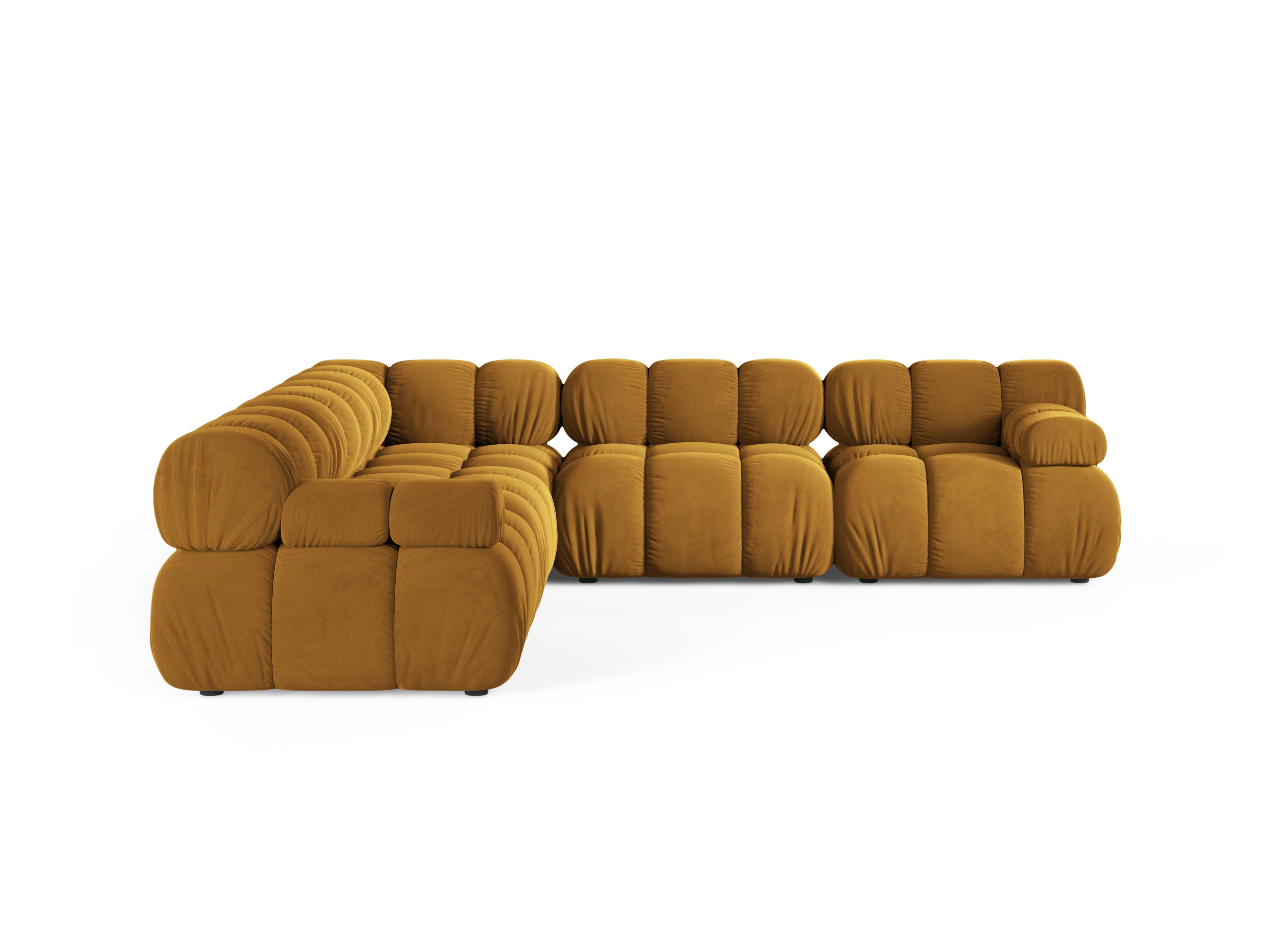 Symmetrische fluwelen hoekbank BELLIS mosterdkleurig