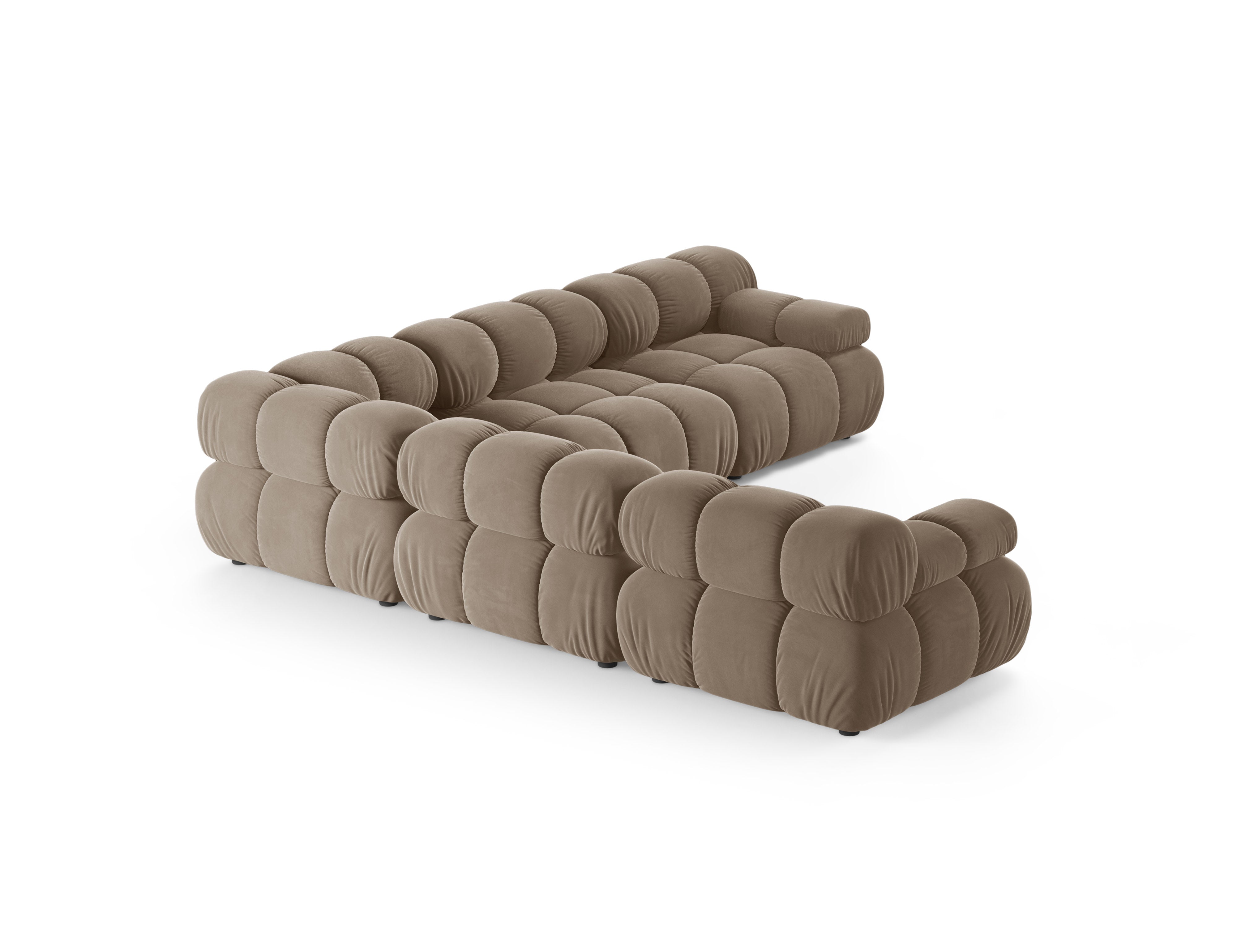 Symmetrische fluwelen hoekbank BELLIS cappuccino