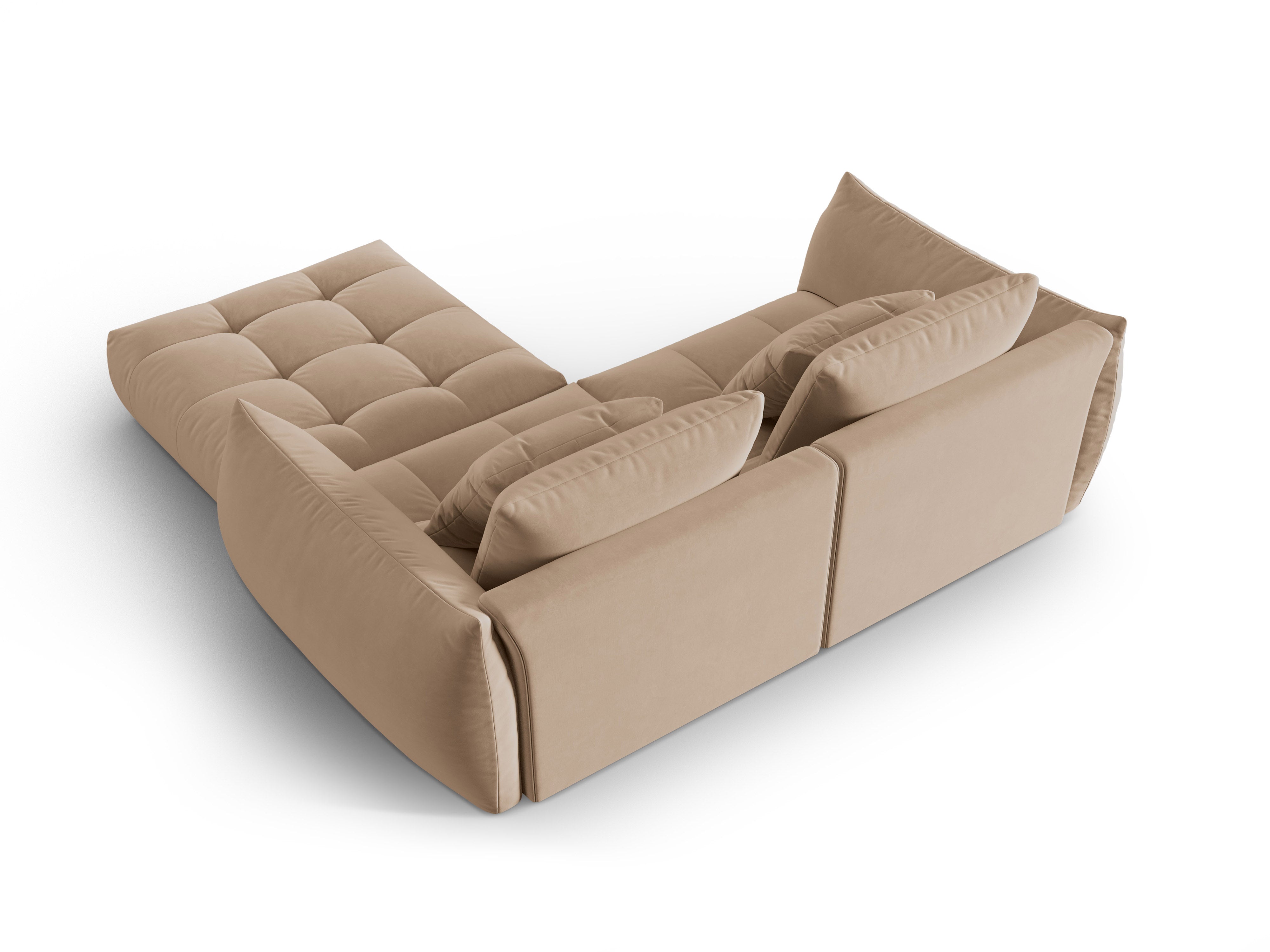 Modulaire fluwelen hoekbank voor 3 personen BLOOM zandkleurig