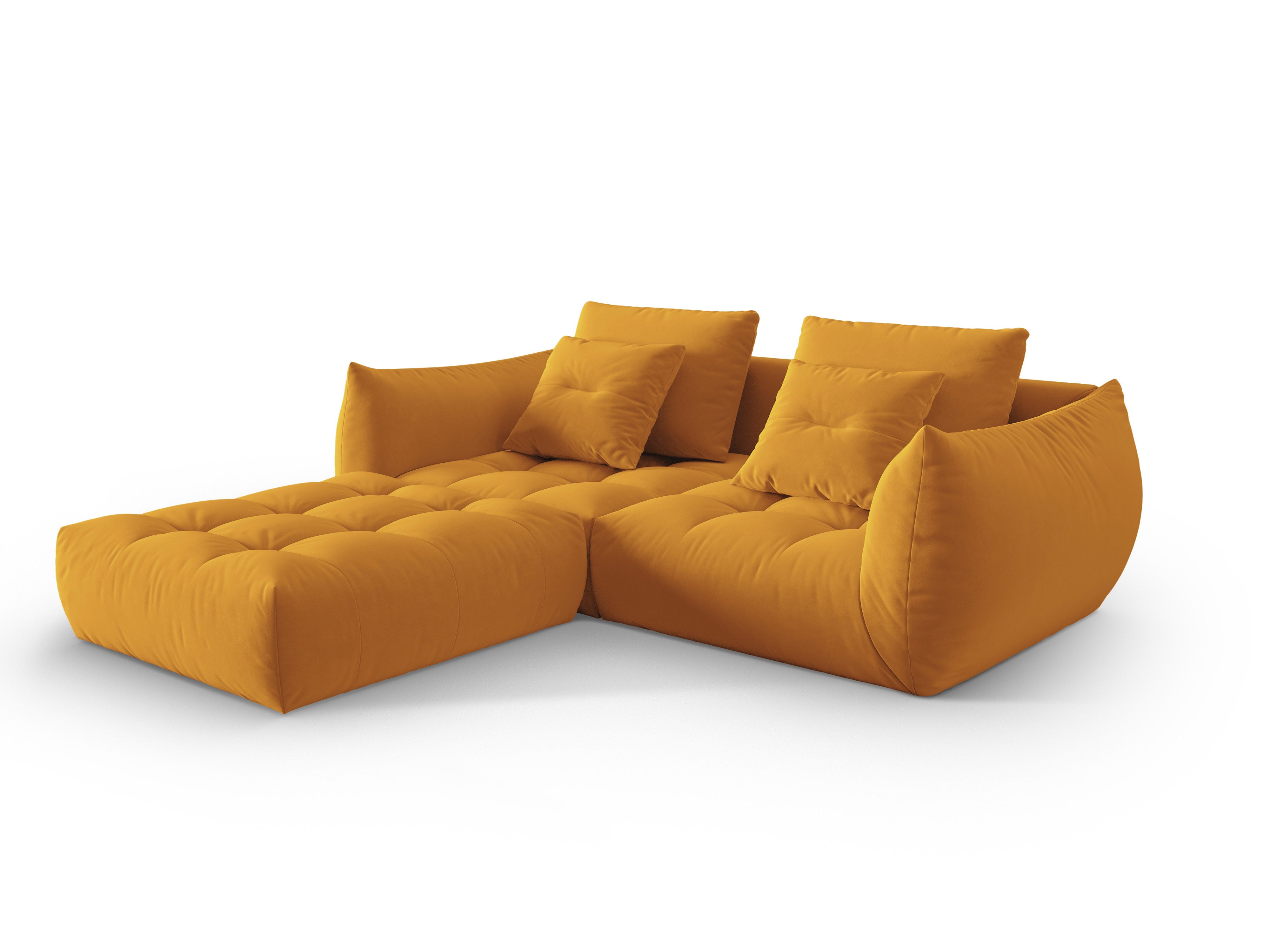 Modular Velvet Corner Sofa 3-Seater BLOOM Yellow