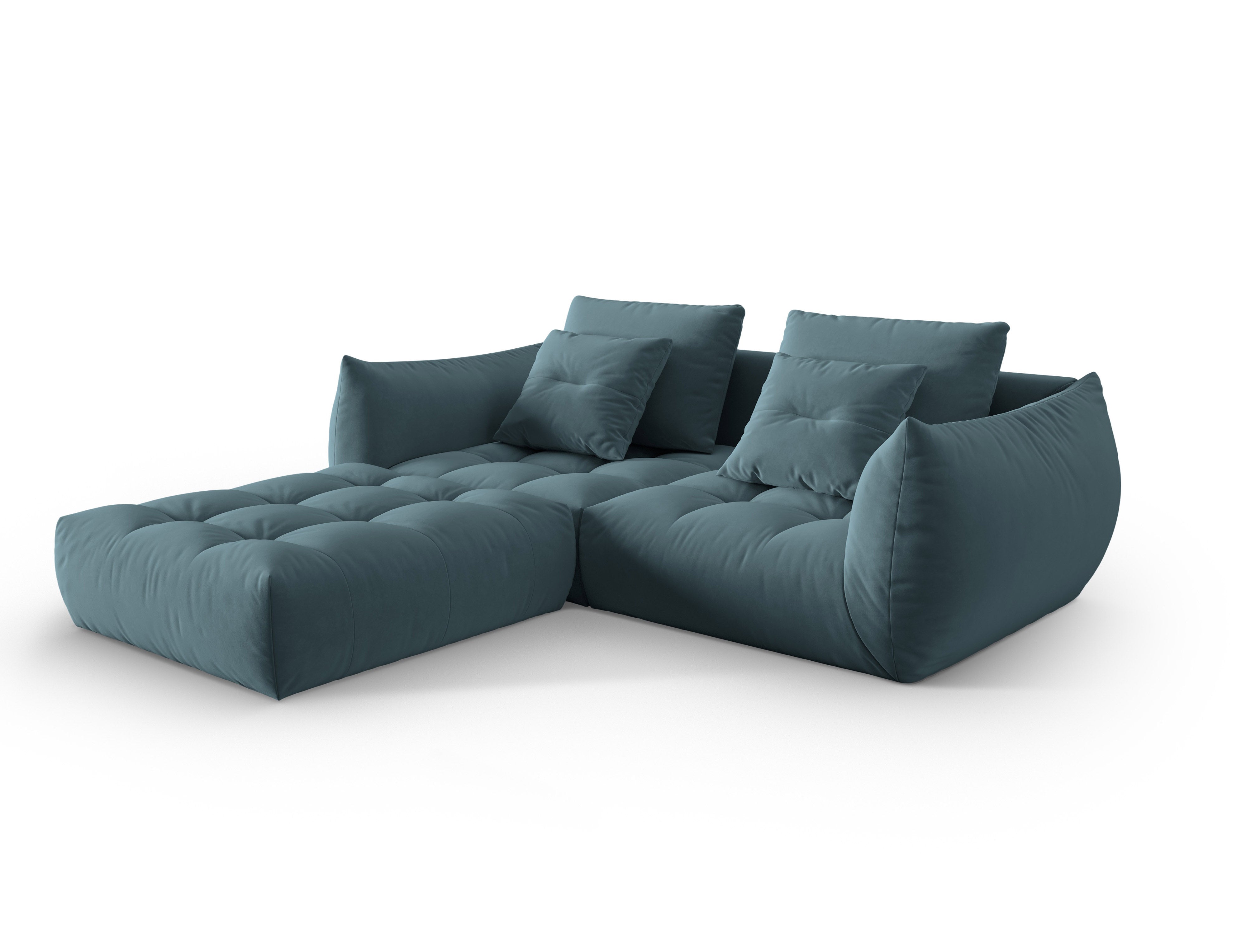 Modular Velvet Corner Sofa for 3 People BLOOM Light Blue