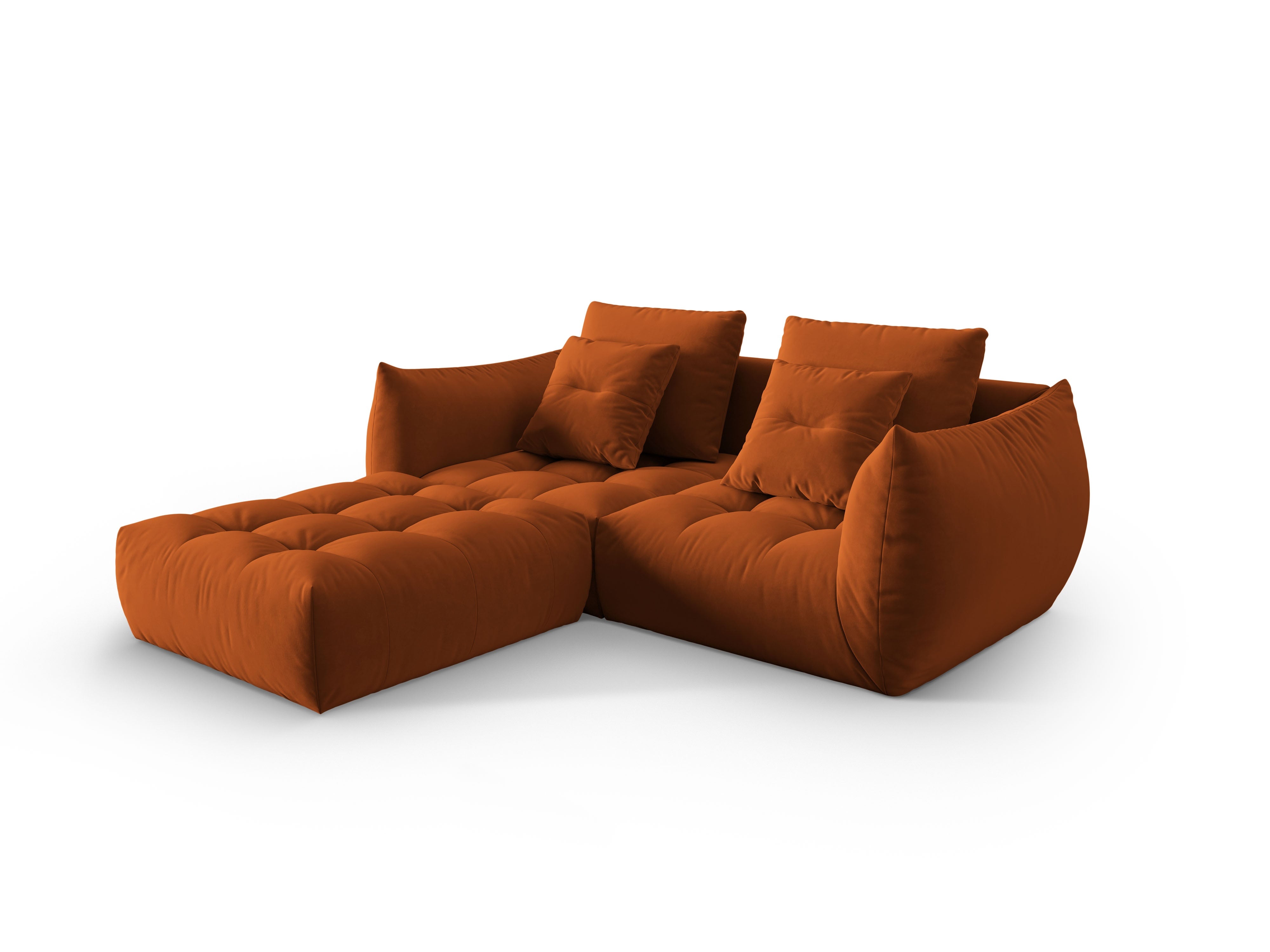 Modular Velvet Corner Sofa 3-Seater BLOOM Terracotta