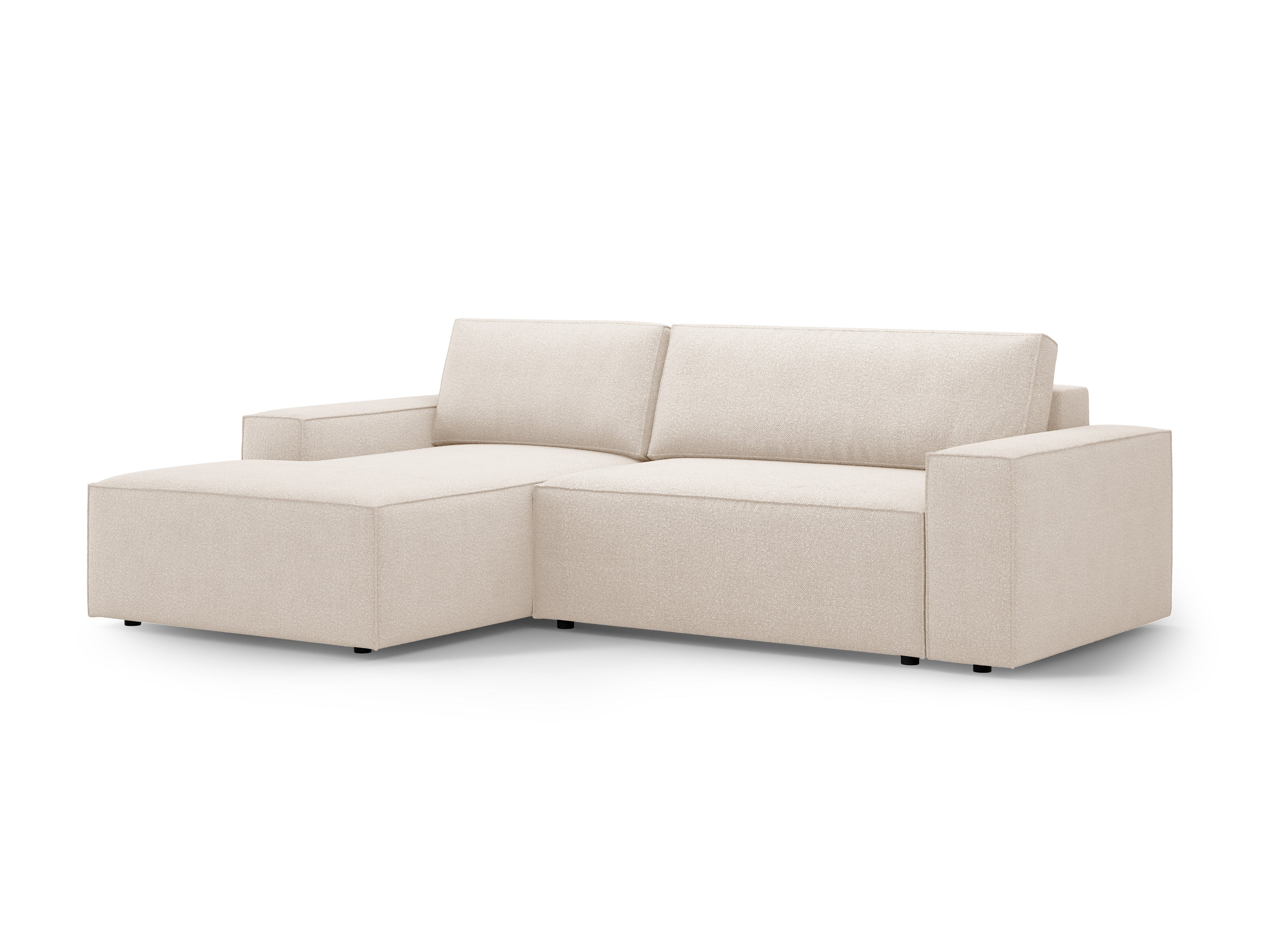 Left-facing corner sofa bed JODIE beige boucle
