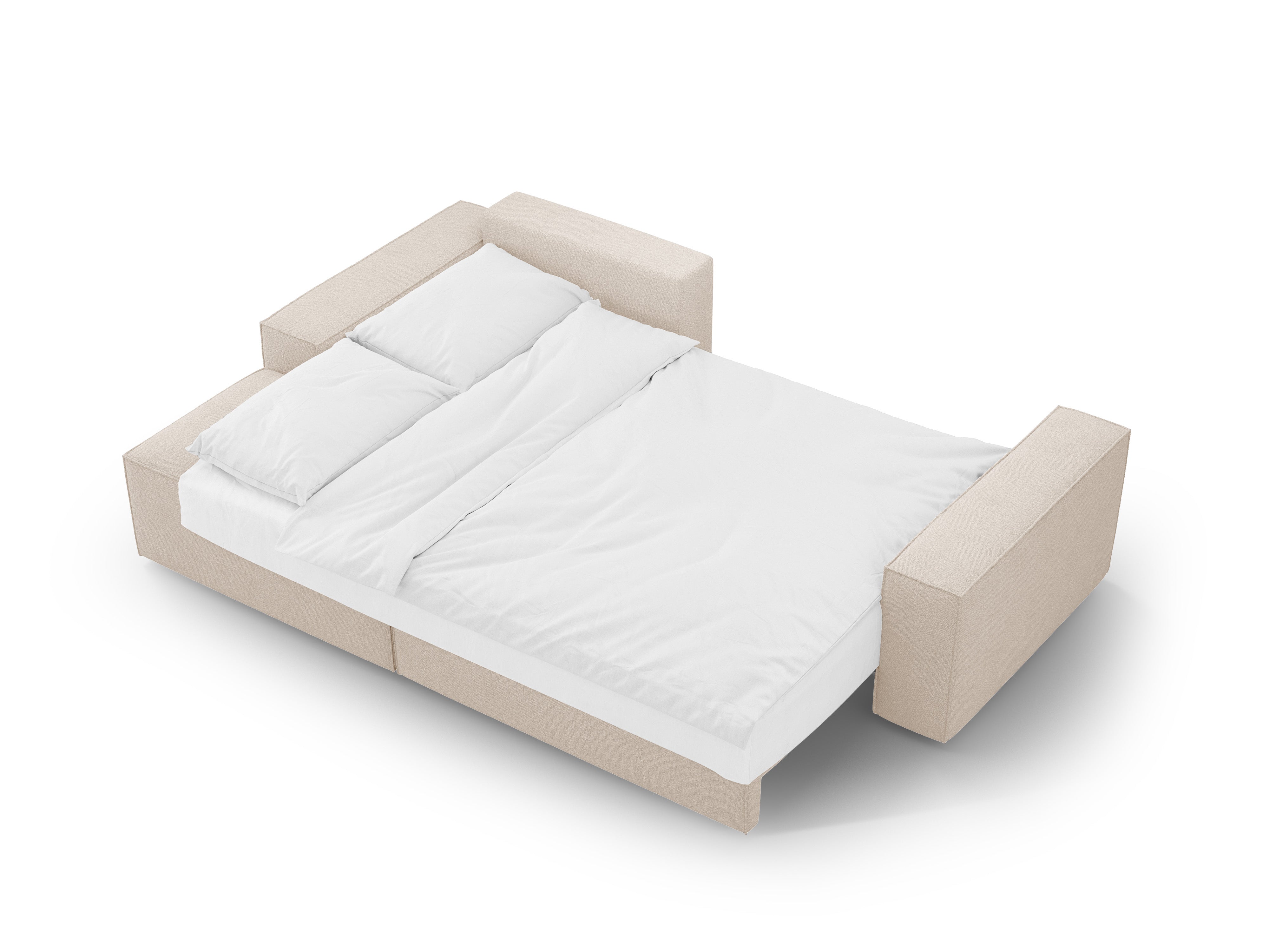 Left-facing corner sofa bed JODIE beige boucle