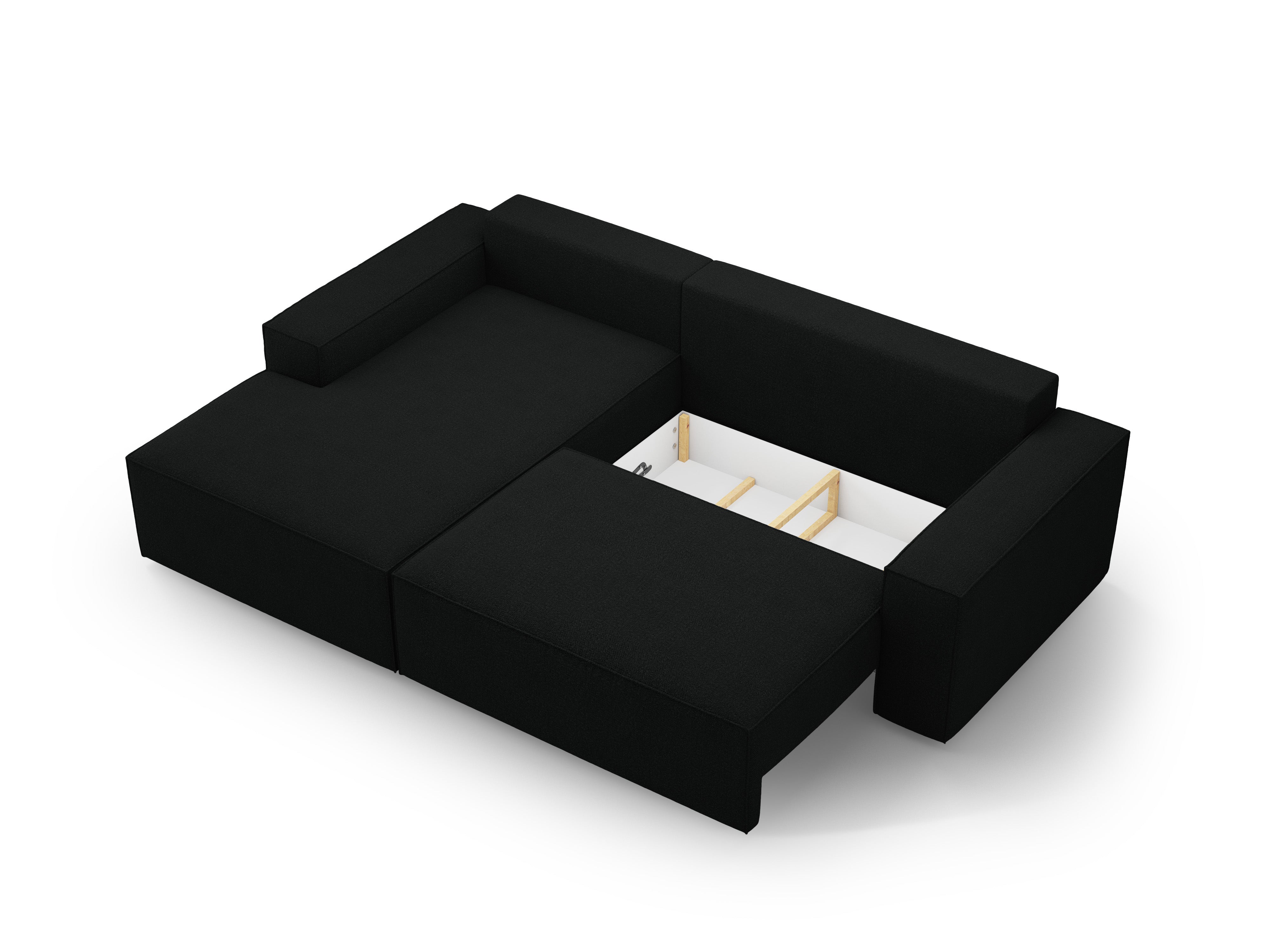 Ecksofa links mit Schlaffunktion JODIE schwarz Boucle